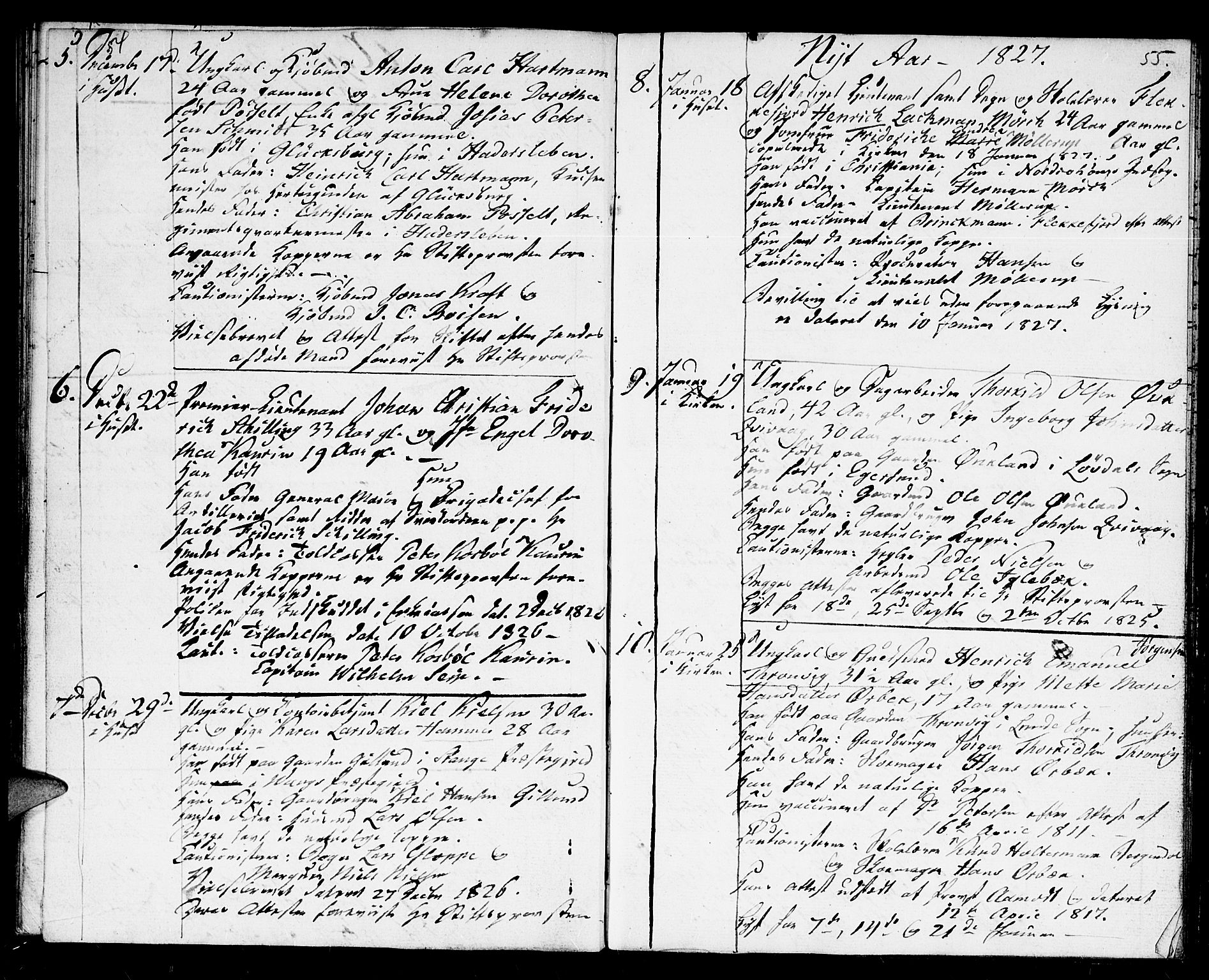Kristiansand domprosti, SAK/1112-0006/F/Fb/L0004: Parish register (copy) no. B 4, 1826-1827, p. 54-55