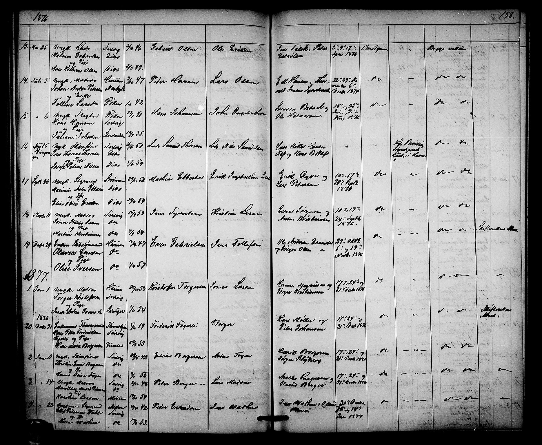 Strømm kirkebøker, SAKO/A-322/G/Ga/L0001: Parish register (copy) no. I 1, 1861-1885, p. 188