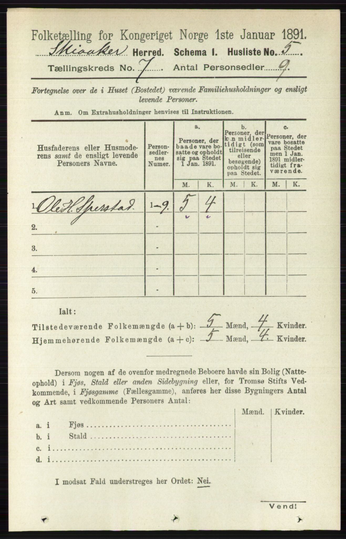 RA, 1891 census for 0513 Skjåk, 1891, p. 2245