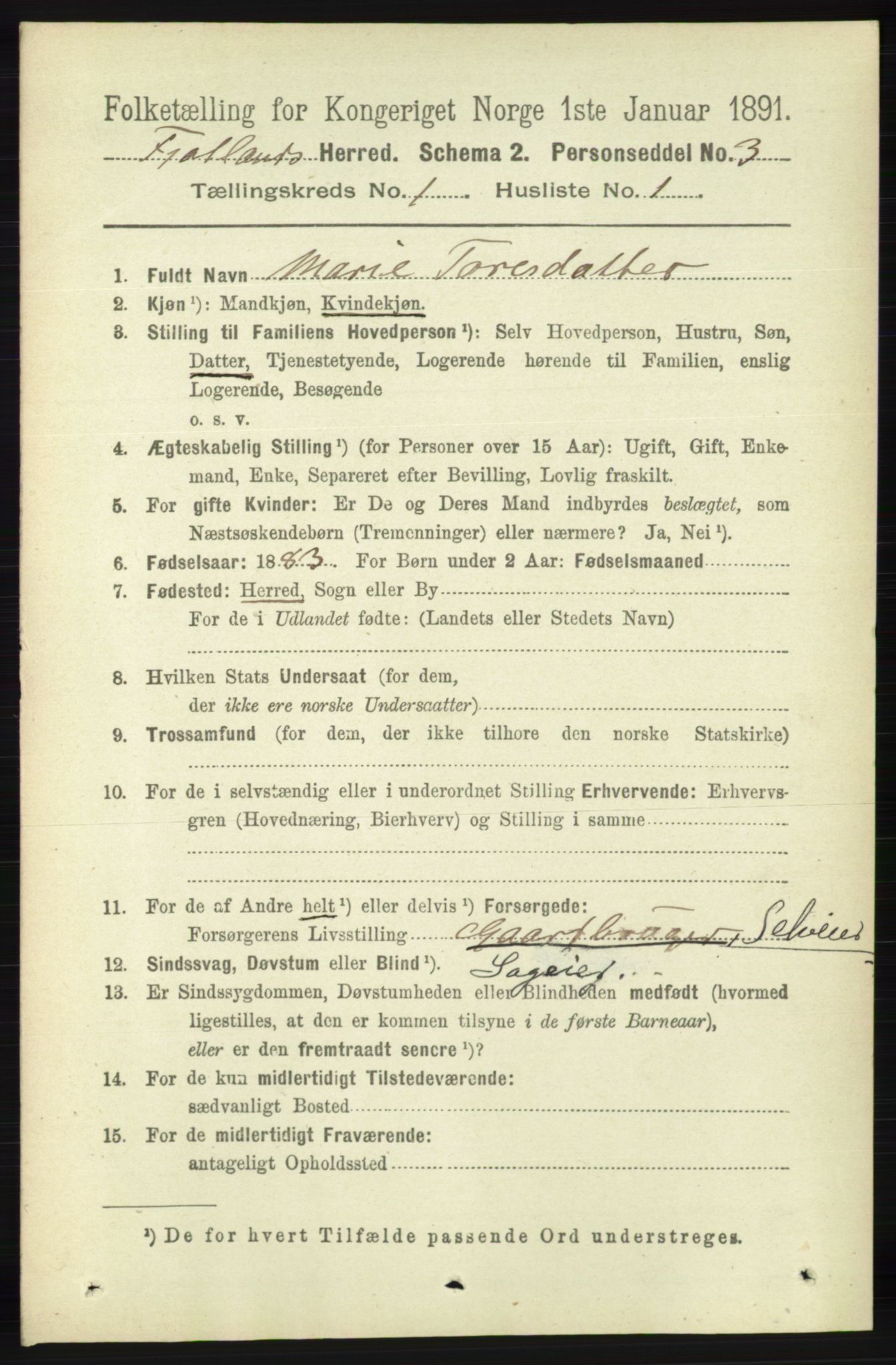 RA, 1891 census for 1036 Fjotland, 1891, p. 53