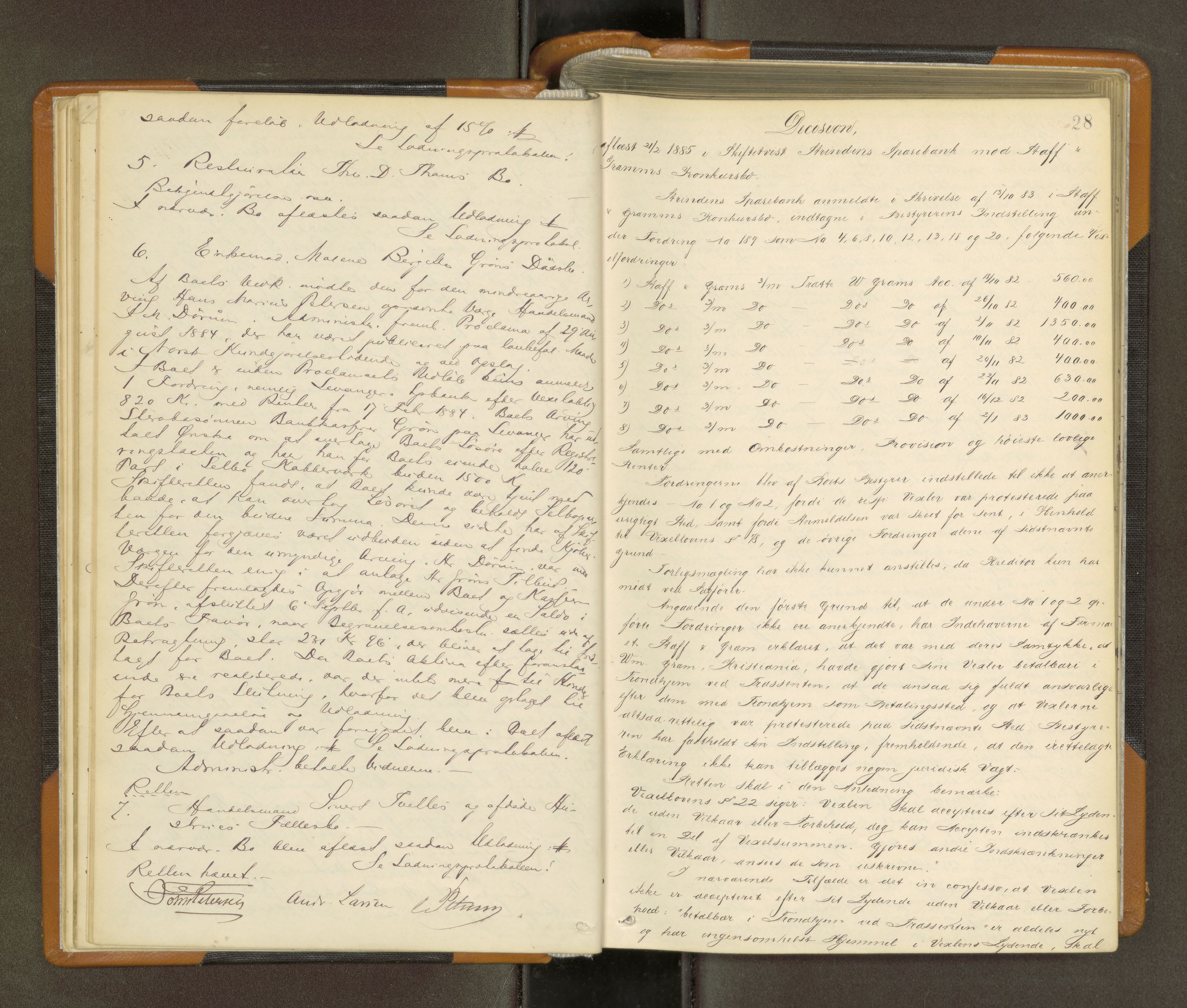 Trondheim byfogd, AV/SAT-A-0003/1/3/3B/L0010: Skiftebehandlingsprotokoll (u/ register) U, 1884-1890, p. 28
