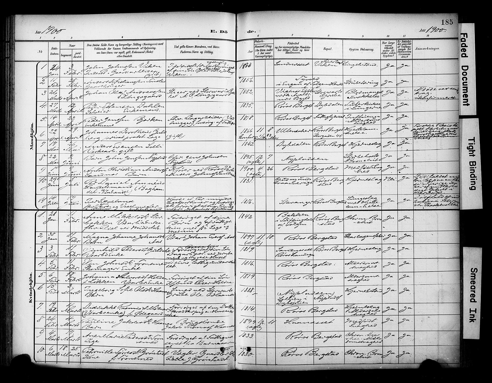 Ministerialprotokoller, klokkerbøker og fødselsregistre - Sør-Trøndelag, AV/SAT-A-1456/681/L0936: Parish register (official) no. 681A14, 1899-1908, p. 185