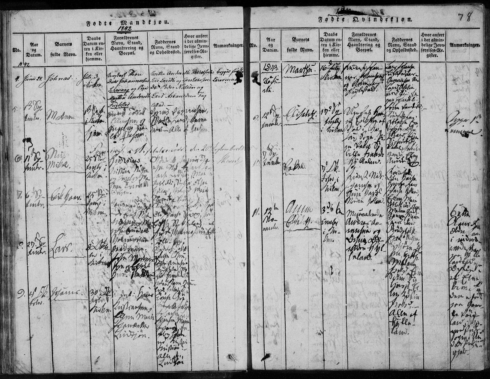 Eigersund sokneprestkontor, AV/SAST-A-101807/S08/L0008: Parish register (official) no. A 8, 1816-1847, p. 78