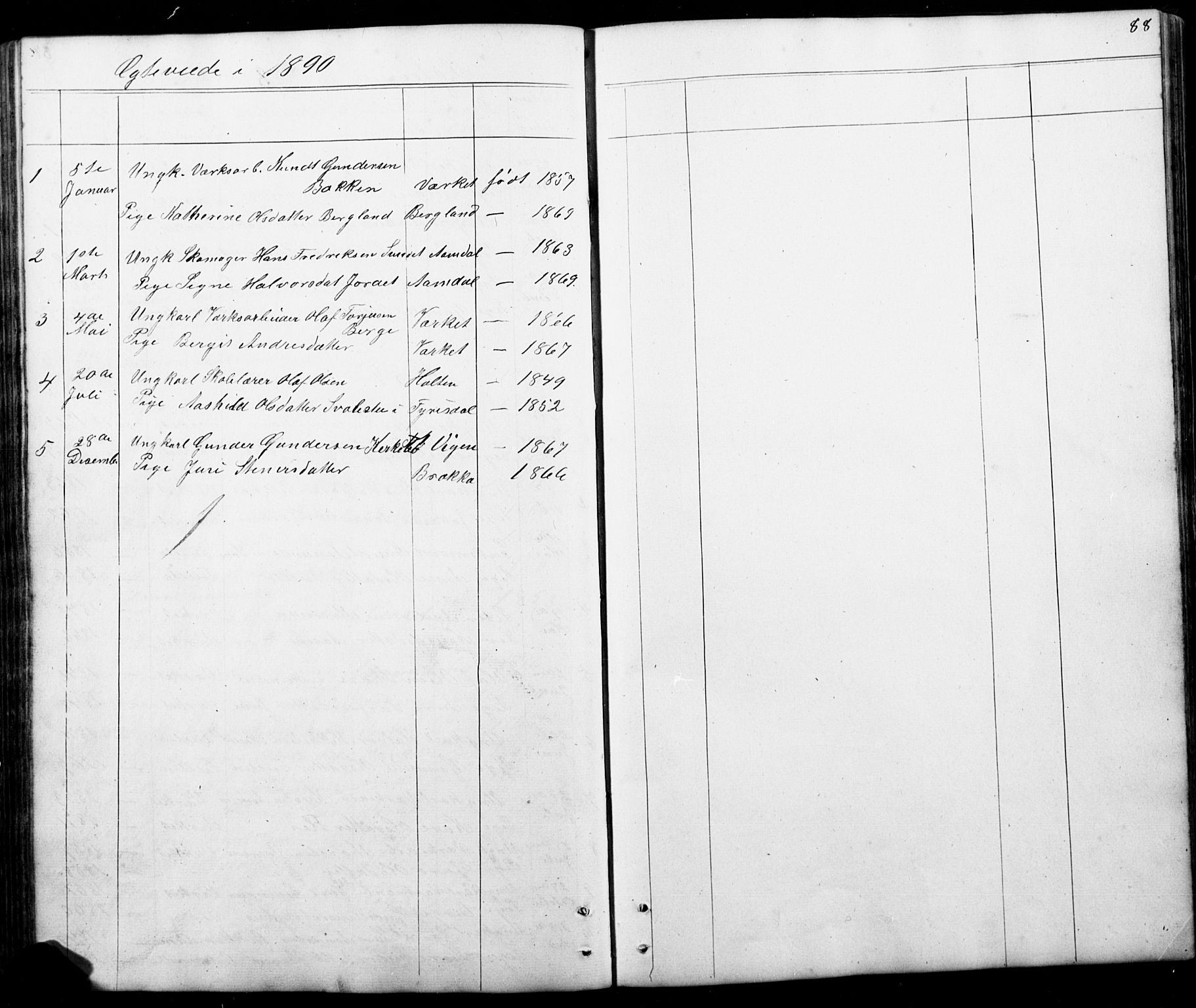 Mo kirkebøker, SAKO/A-286/G/Gb/L0002: Parish register (copy) no. II 2, 1851-1890, p. 88