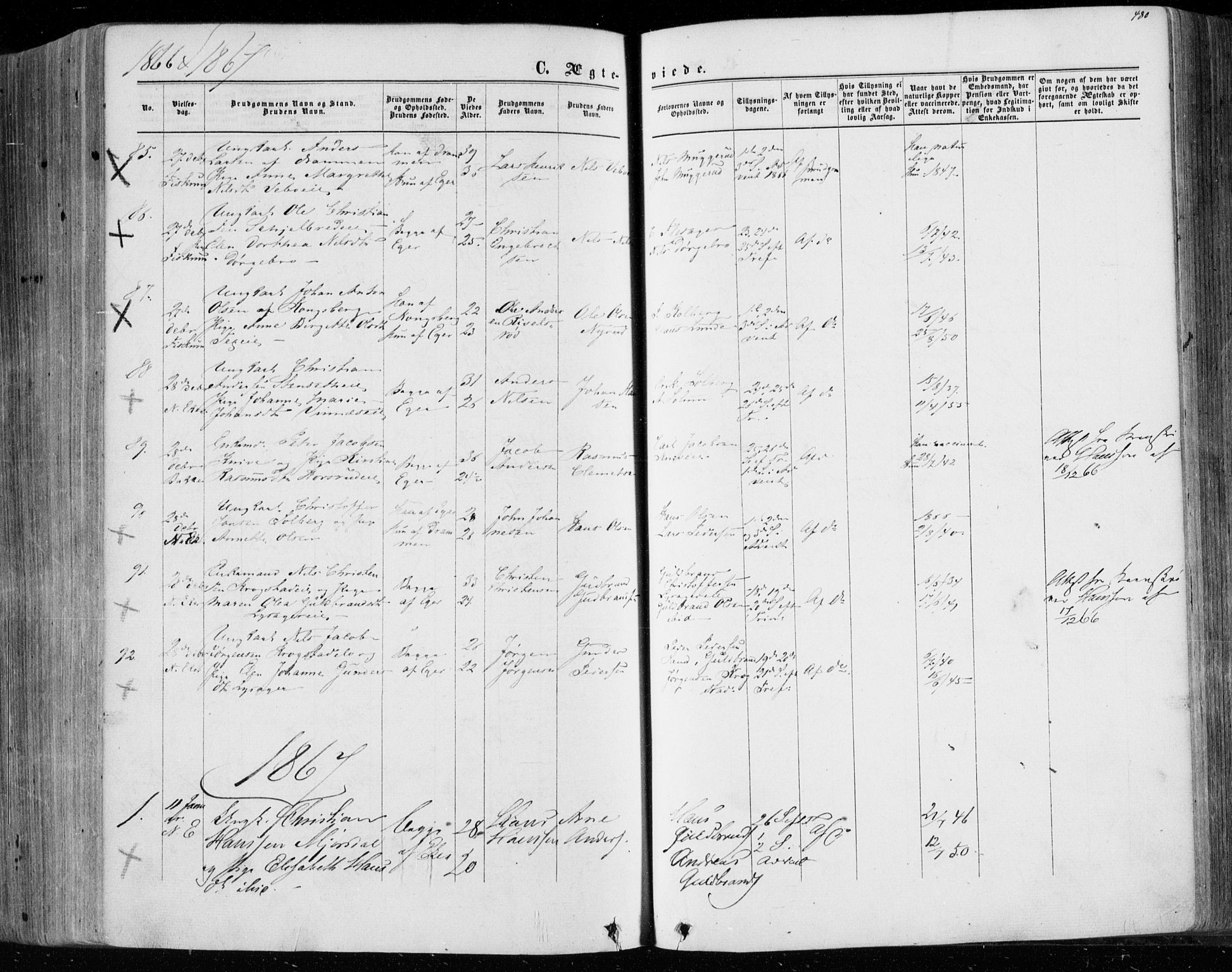 Eiker kirkebøker, SAKO/A-4/F/Fa/L0016: Parish register (official) no. I 16, 1860-1868, p. 480