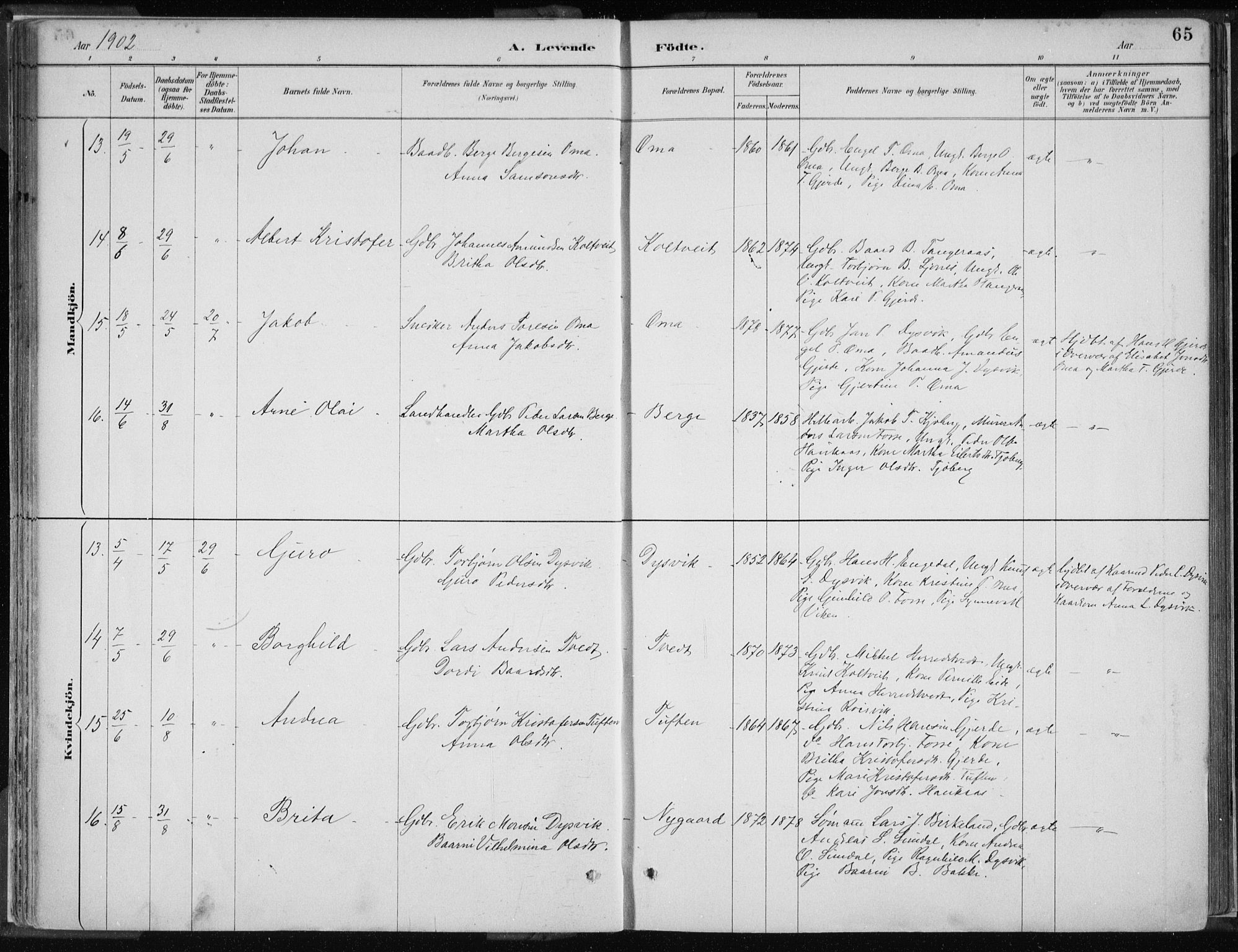 Strandebarm sokneprestembete, SAB/A-78401/H/Haa: Parish register (official) no. B  1, 1886-1908, p. 65