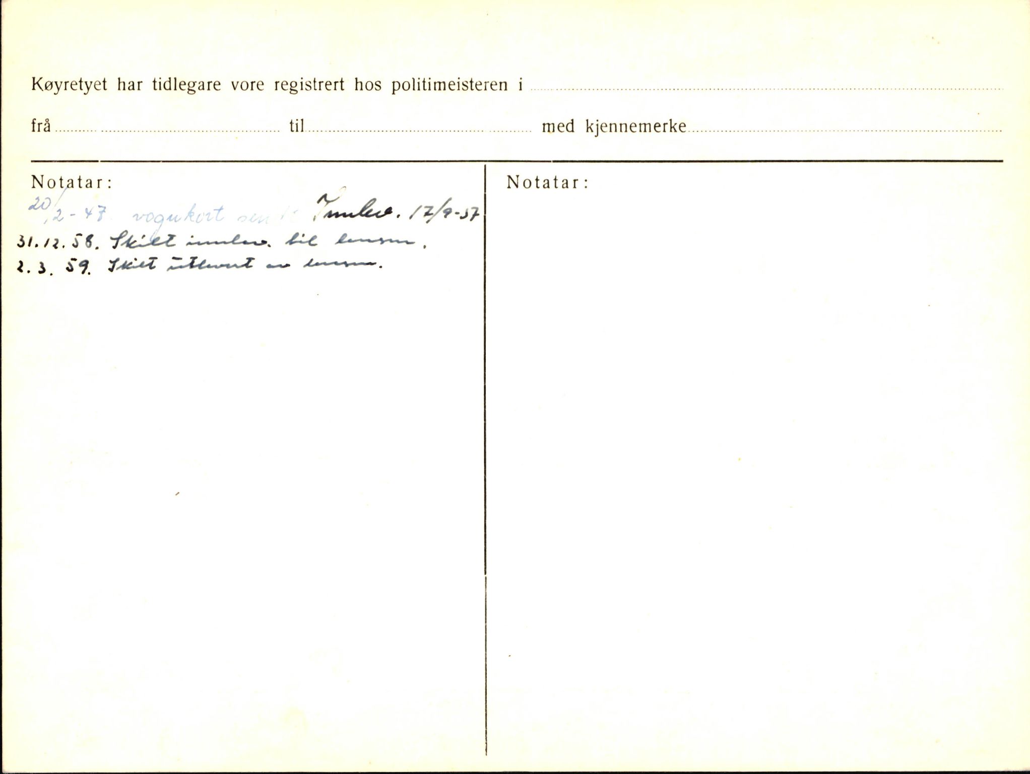 Statens vegvesen, Sogn og Fjordane vegkontor, AV/SAB-A-5301/4/F/L0003: Registerkort utmeldte Fjordane S1000-2499, 1930-1961, p. 89