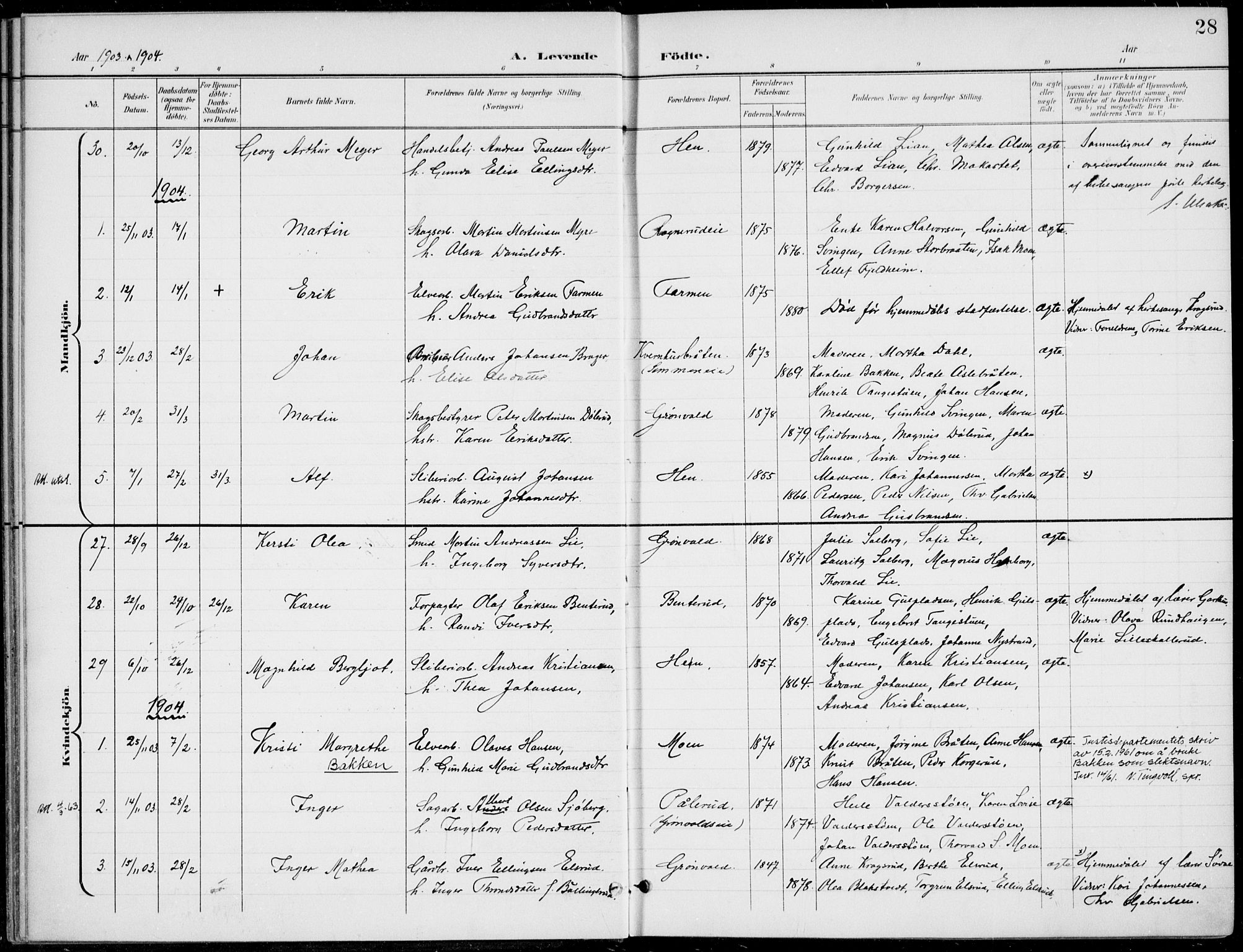 Ådal kirkebøker, AV/SAKO-A-248/F/Fb/L0002: Parish register (official) no. II 2, 1898-1917, p. 28