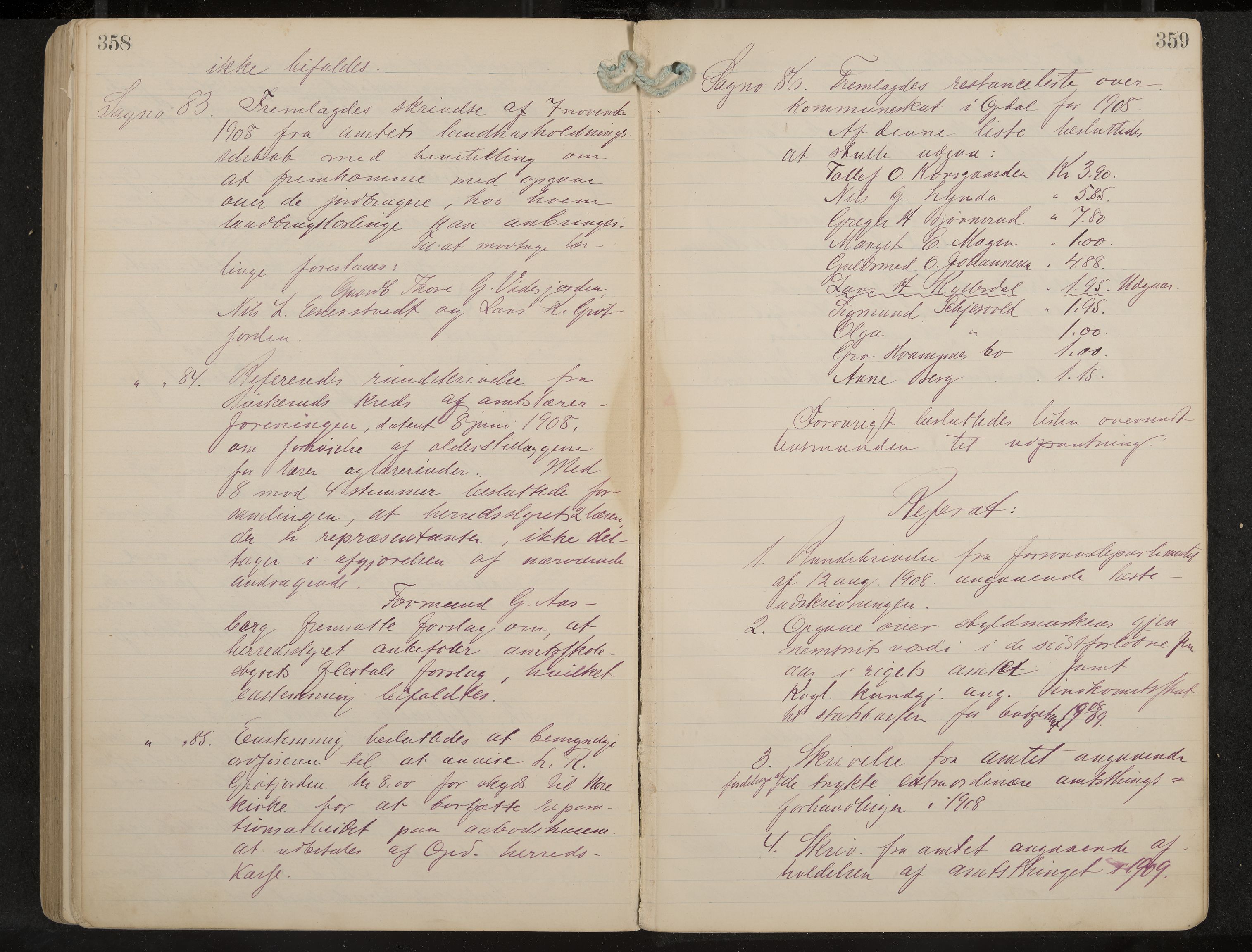 Uvdal formannskap og sentraladministrasjon, IKAK/0634021/A/Aa/L0001: Møtebok, 1901-1909, p. 358-359