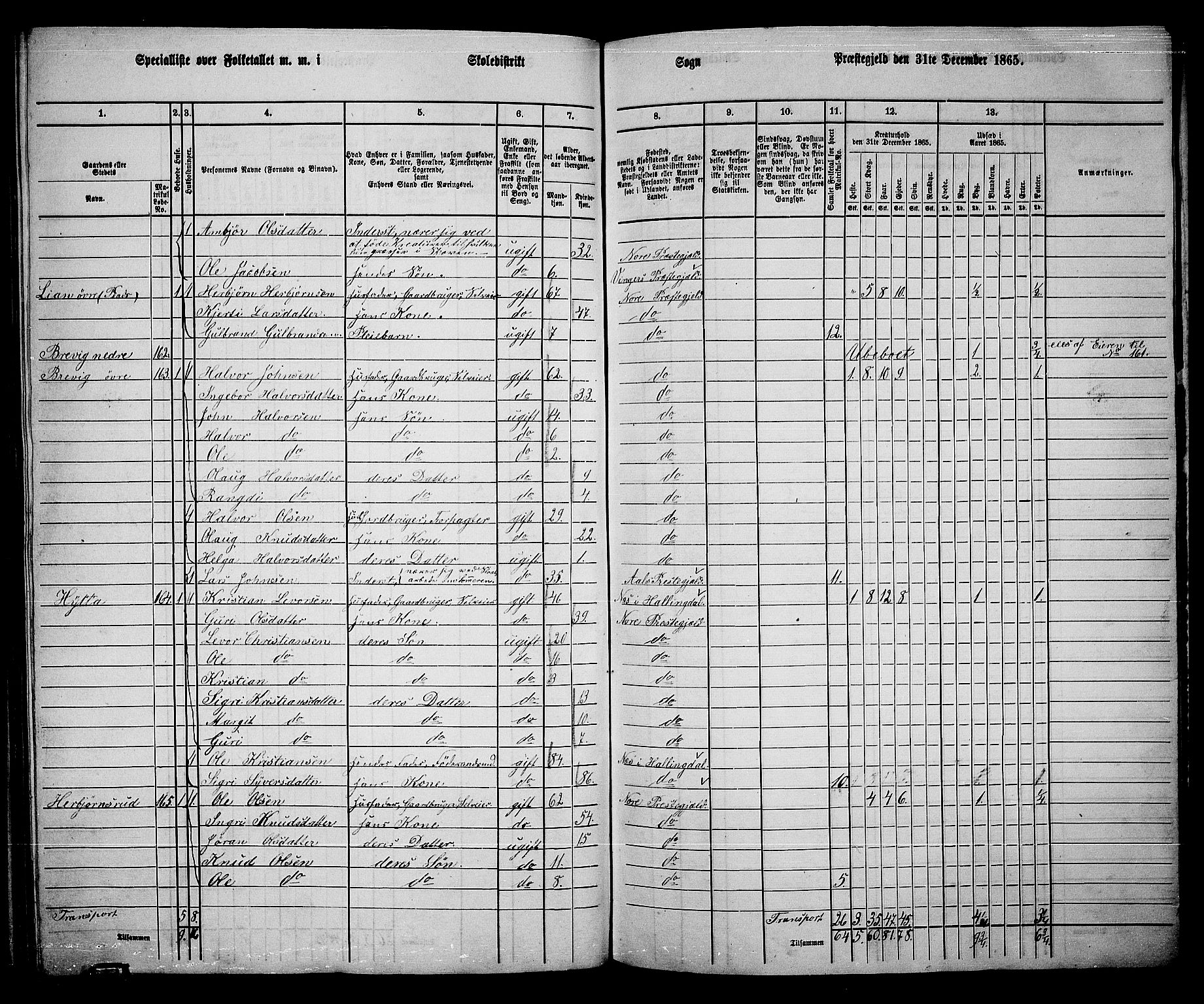 RA, 1865 census for Nore, 1865, p. 148