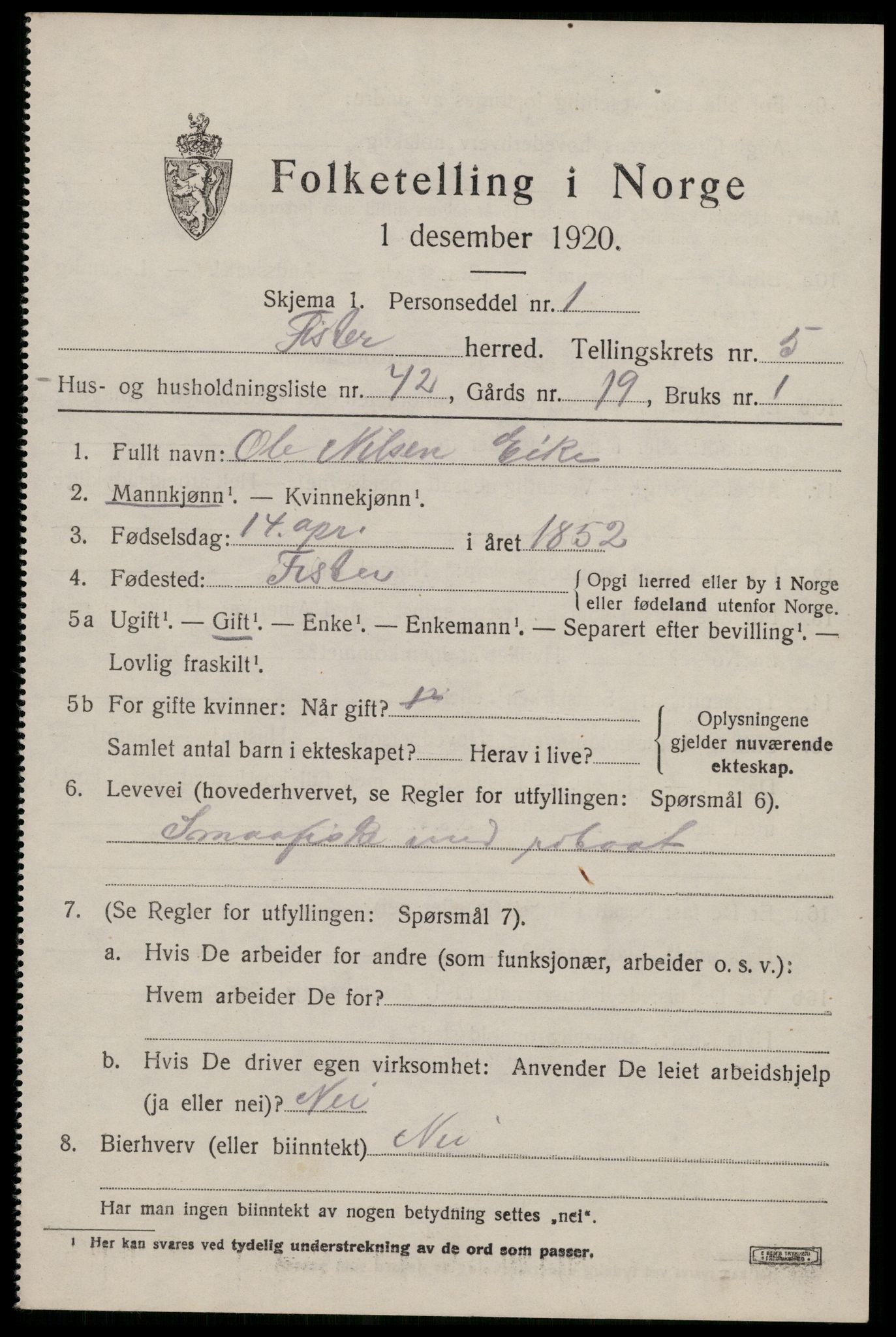 SAST, 1920 census for Fister, 1920, p. 1763