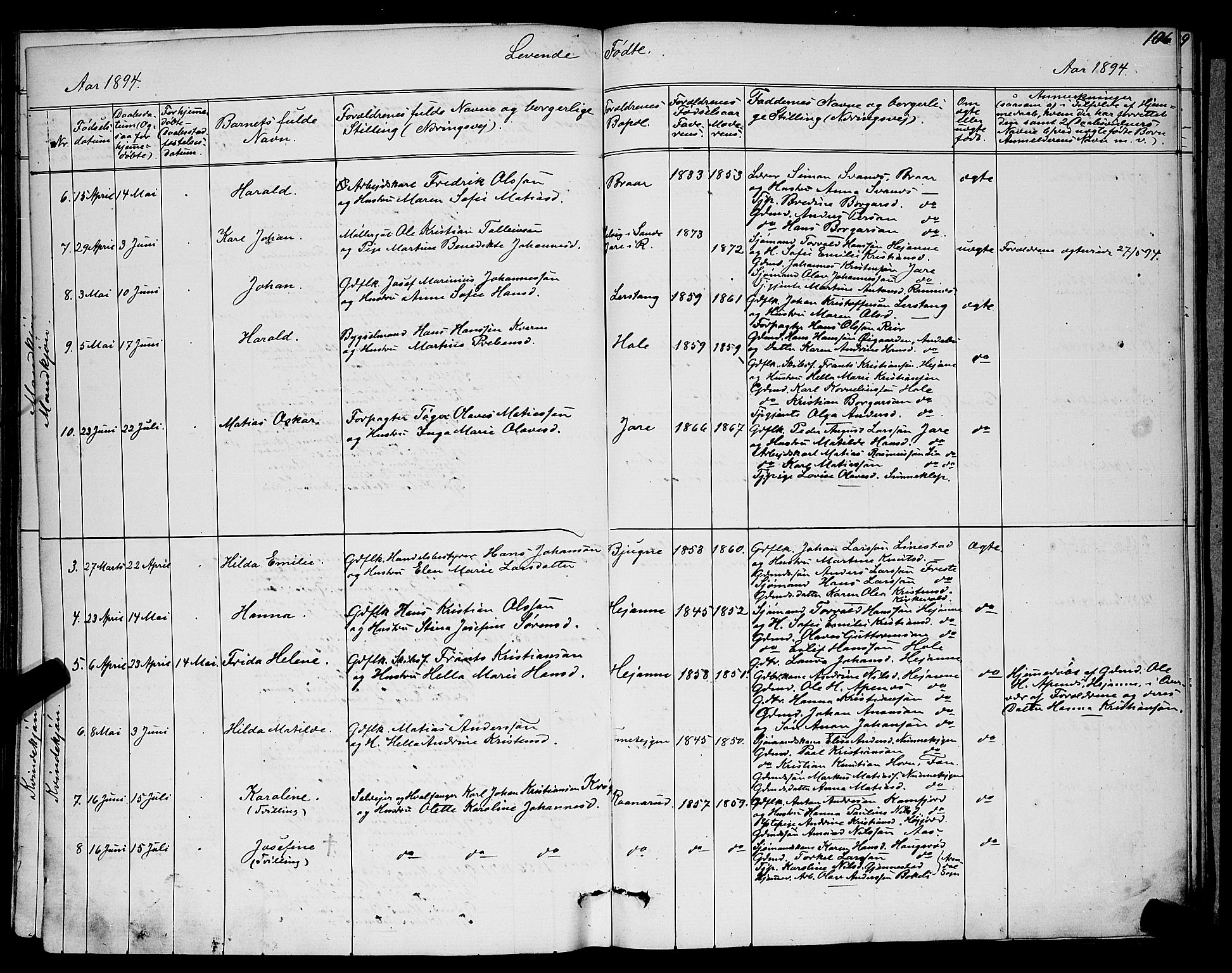 Ramnes kirkebøker, SAKO/A-314/G/Ga/L0003: Parish register (copy) no. I 3, 1870-1896, p. 106