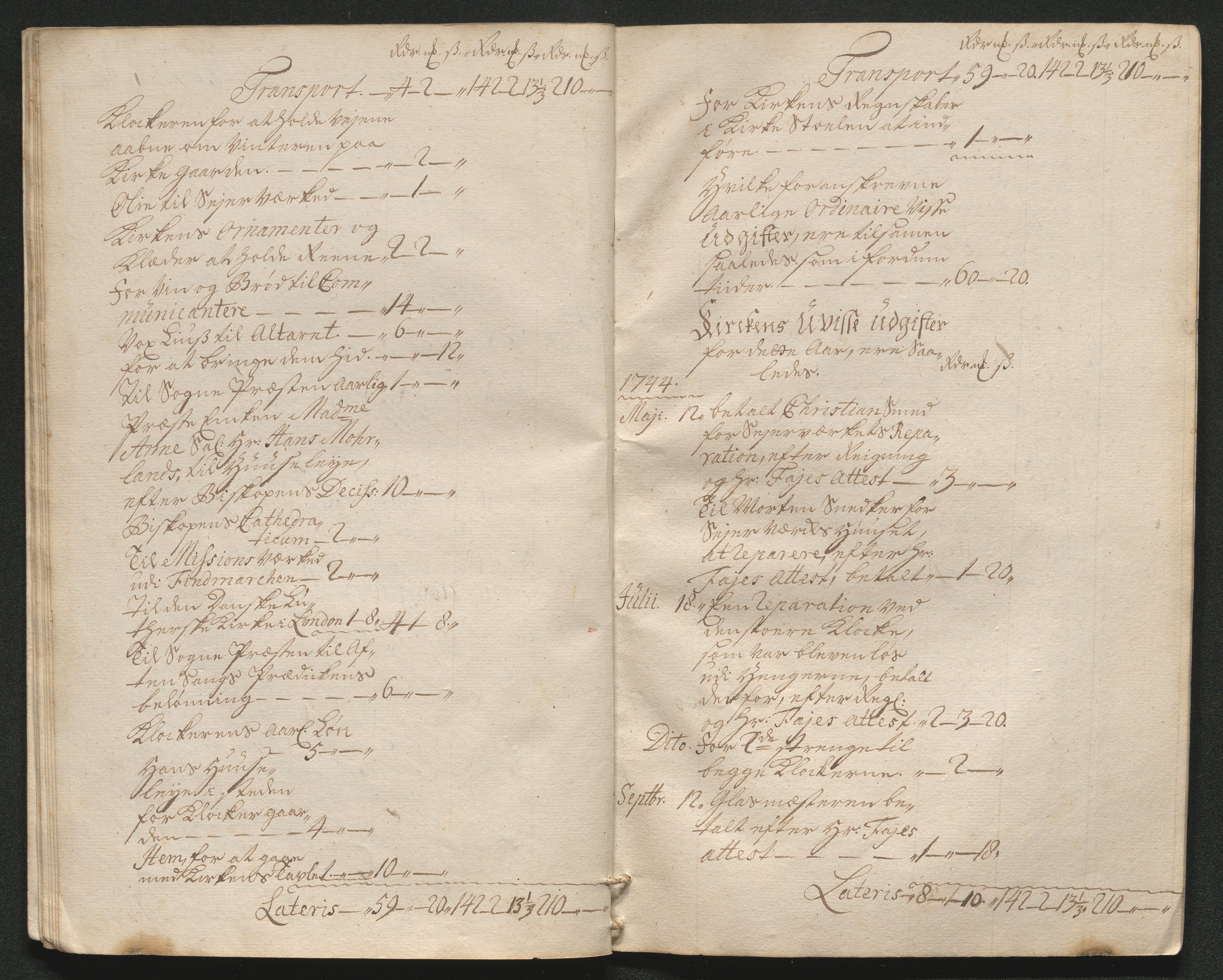 Tønsberg sokneprestkontor, AV/SAKO-A-329/R/Ra/L0003a: Kirkeregnskap. Vor Frue kirke., 1744-1747