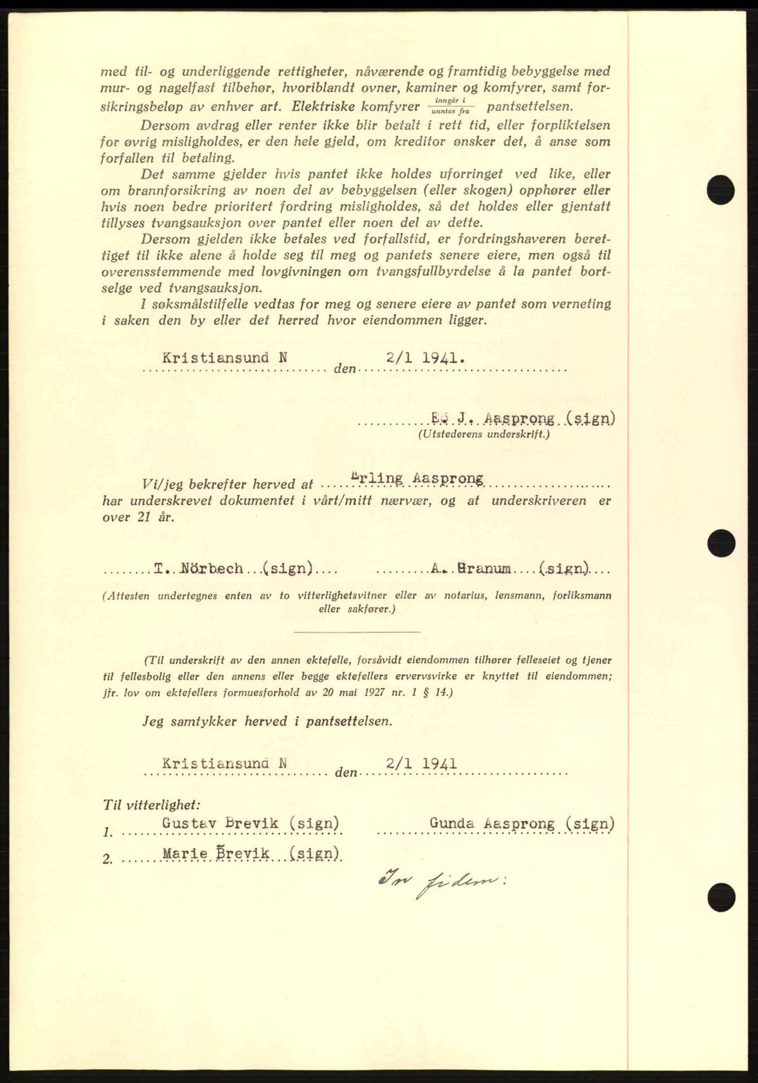 Kristiansund byfogd, AV/SAT-A-4587/A/27: Mortgage book no. 33, 1939-1941, Diary no: : 32/1941