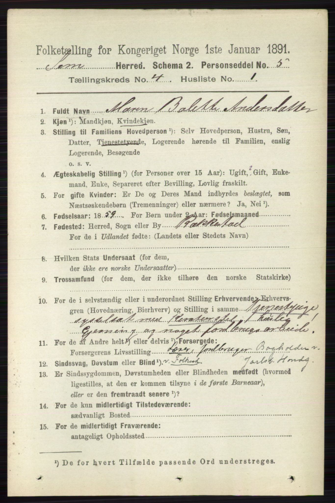 RA, 1891 census for 0721 Sem, 1891, p. 1544