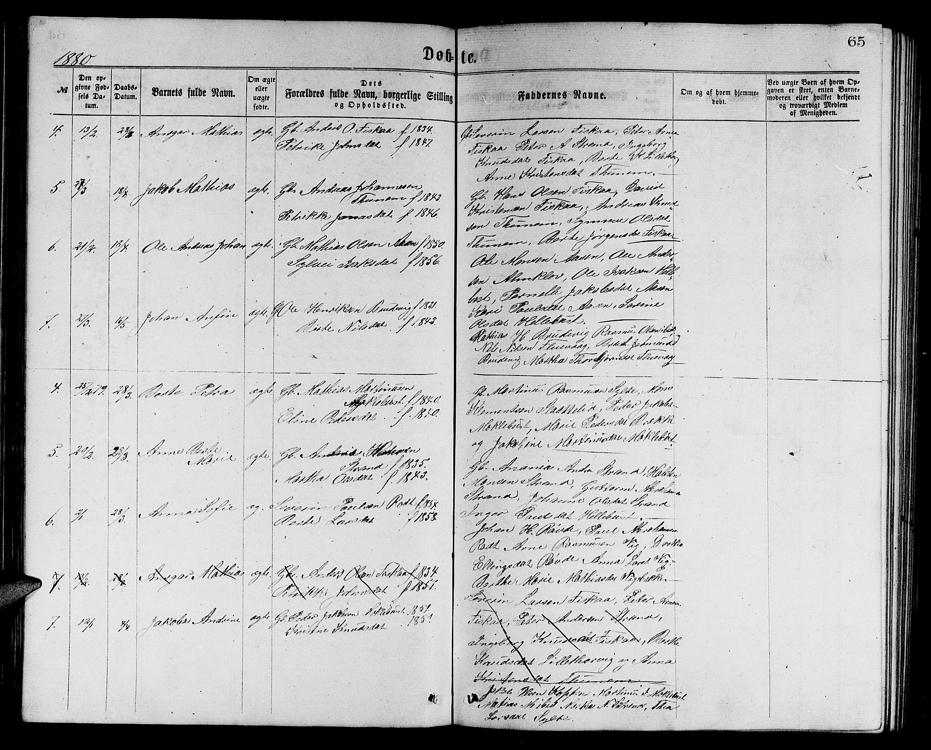 Ministerialprotokoller, klokkerbøker og fødselsregistre - Møre og Romsdal, SAT/A-1454/501/L0016: Parish register (copy) no. 501C02, 1868-1884, p. 65
