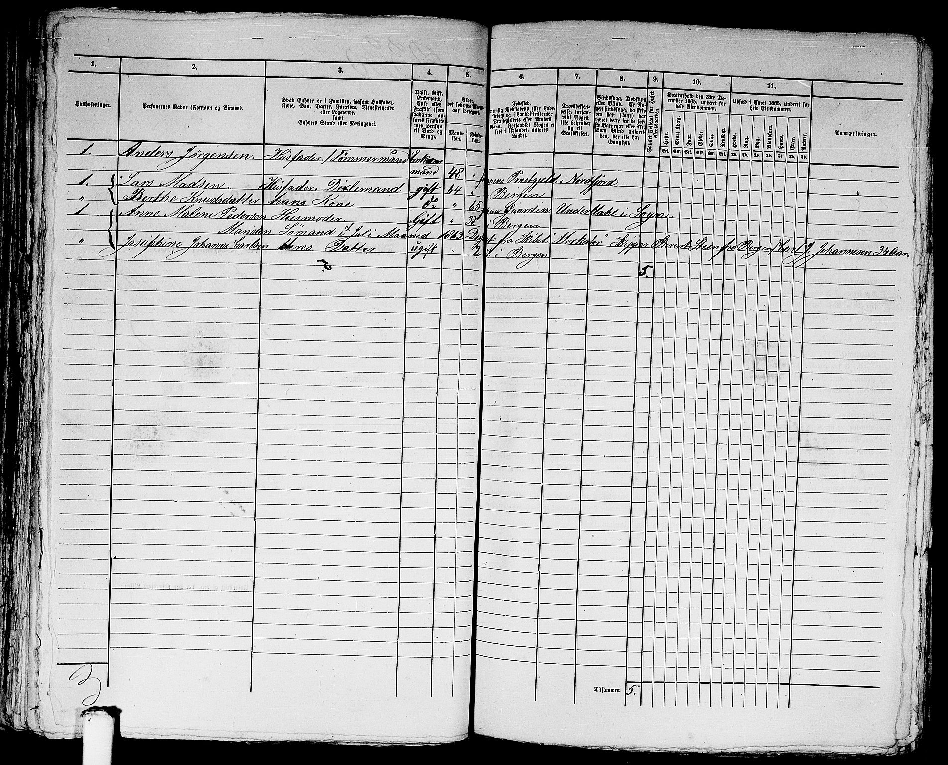 RA, 1865 census for Bergen, 1865, p. 4764