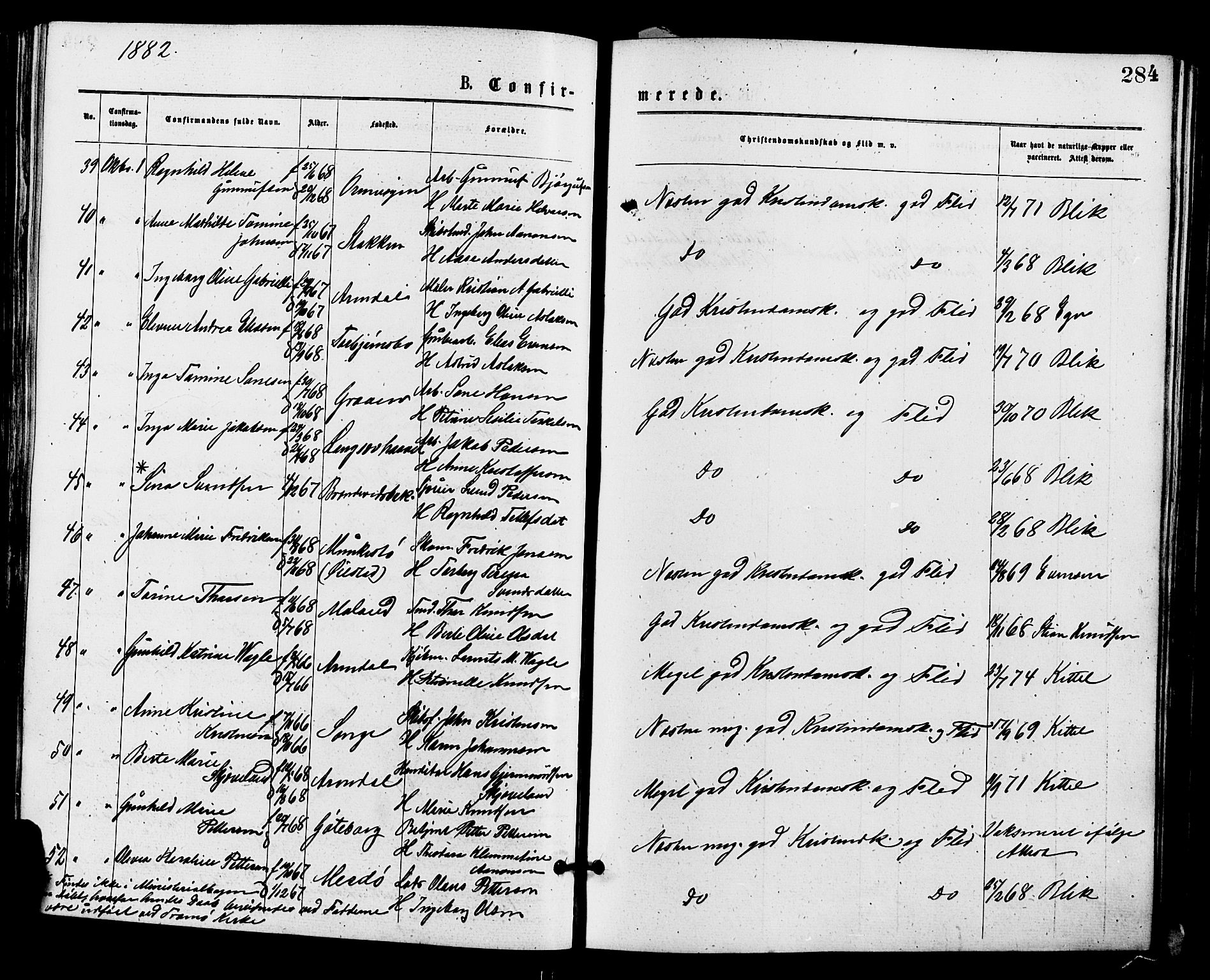 Barbu sokneprestkontor, AV/SAK-1111-0003/F/Fa/L0001: Parish register (official) no. A 1 /1, 1878-1883, p. 284