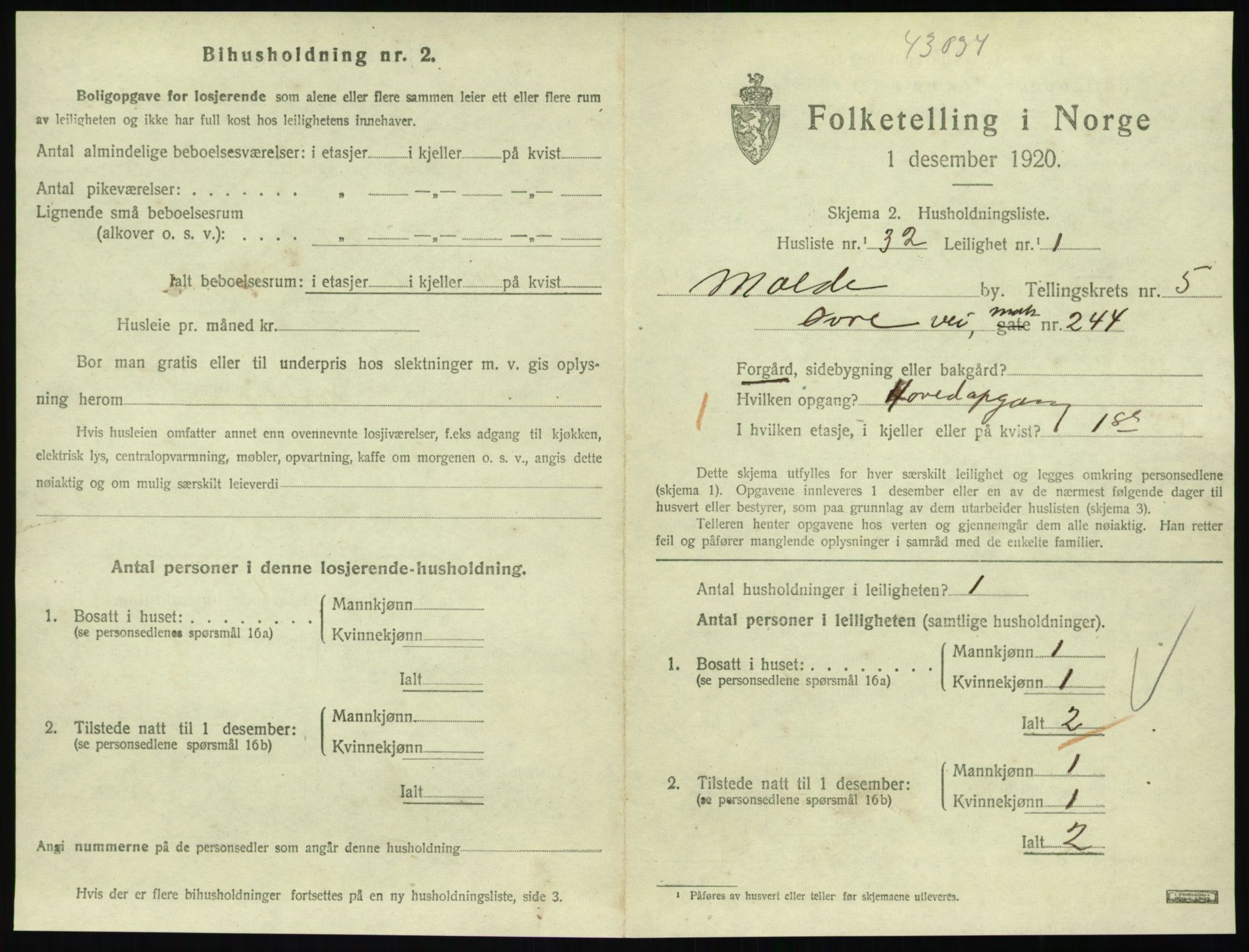 SAT, 1920 census for Molde, 1920, p. 1885