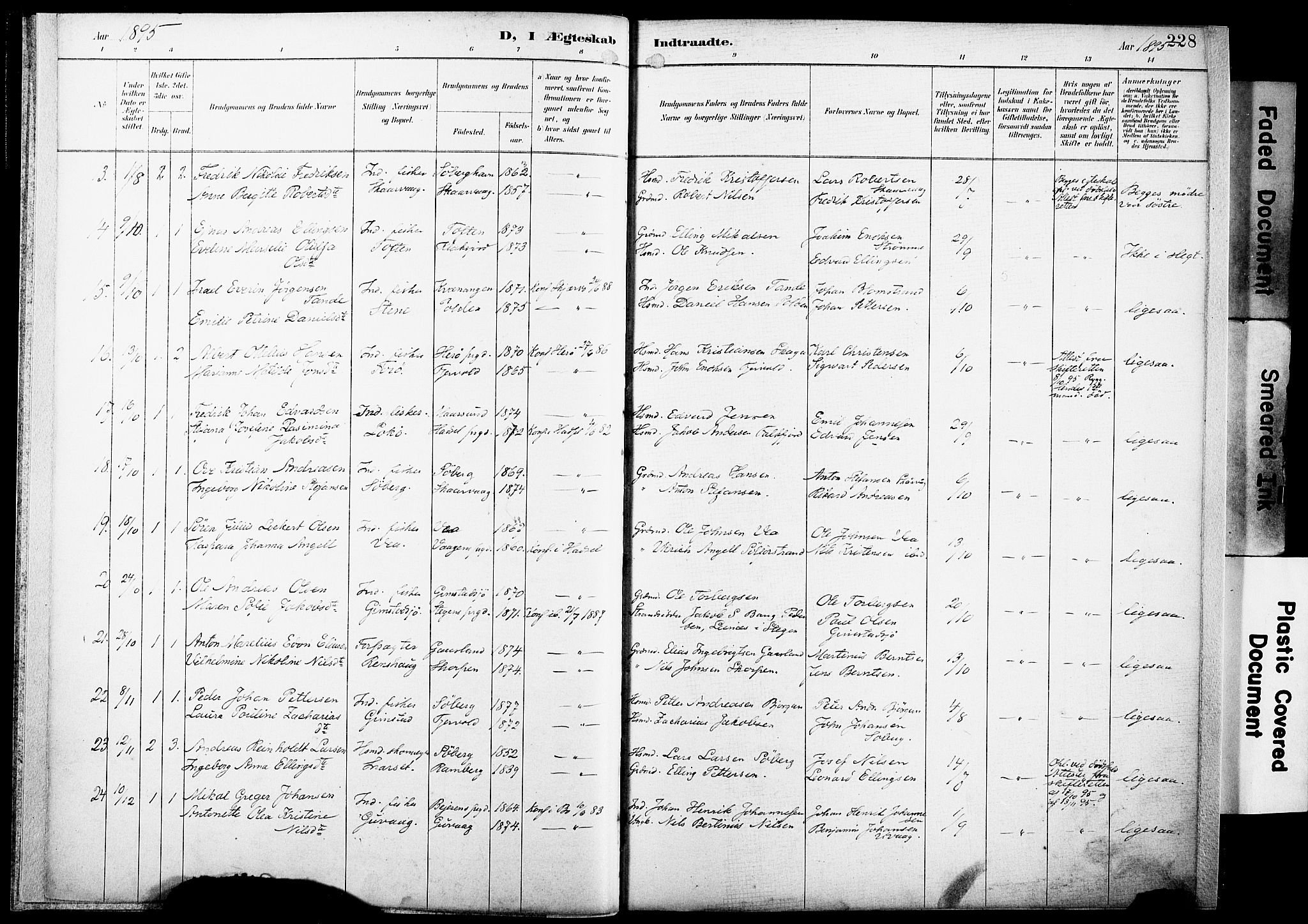 Ministerialprotokoller, klokkerbøker og fødselsregistre - Nordland, AV/SAT-A-1459/891/L1305: Parish register (official) no. 891A10, 1895-1921, p. 228