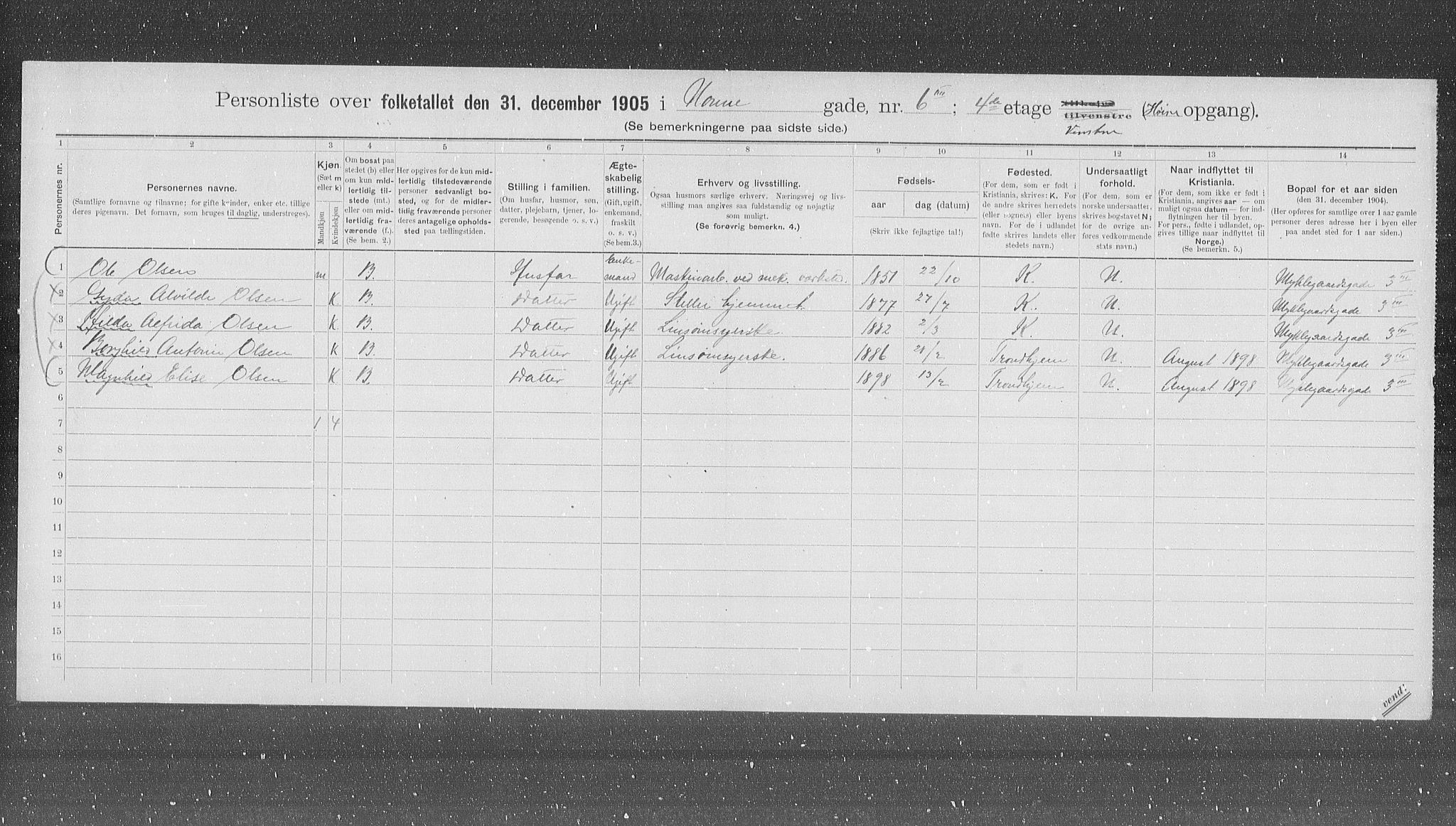 OBA, Municipal Census 1905 for Kristiania, 1905, p. 37577