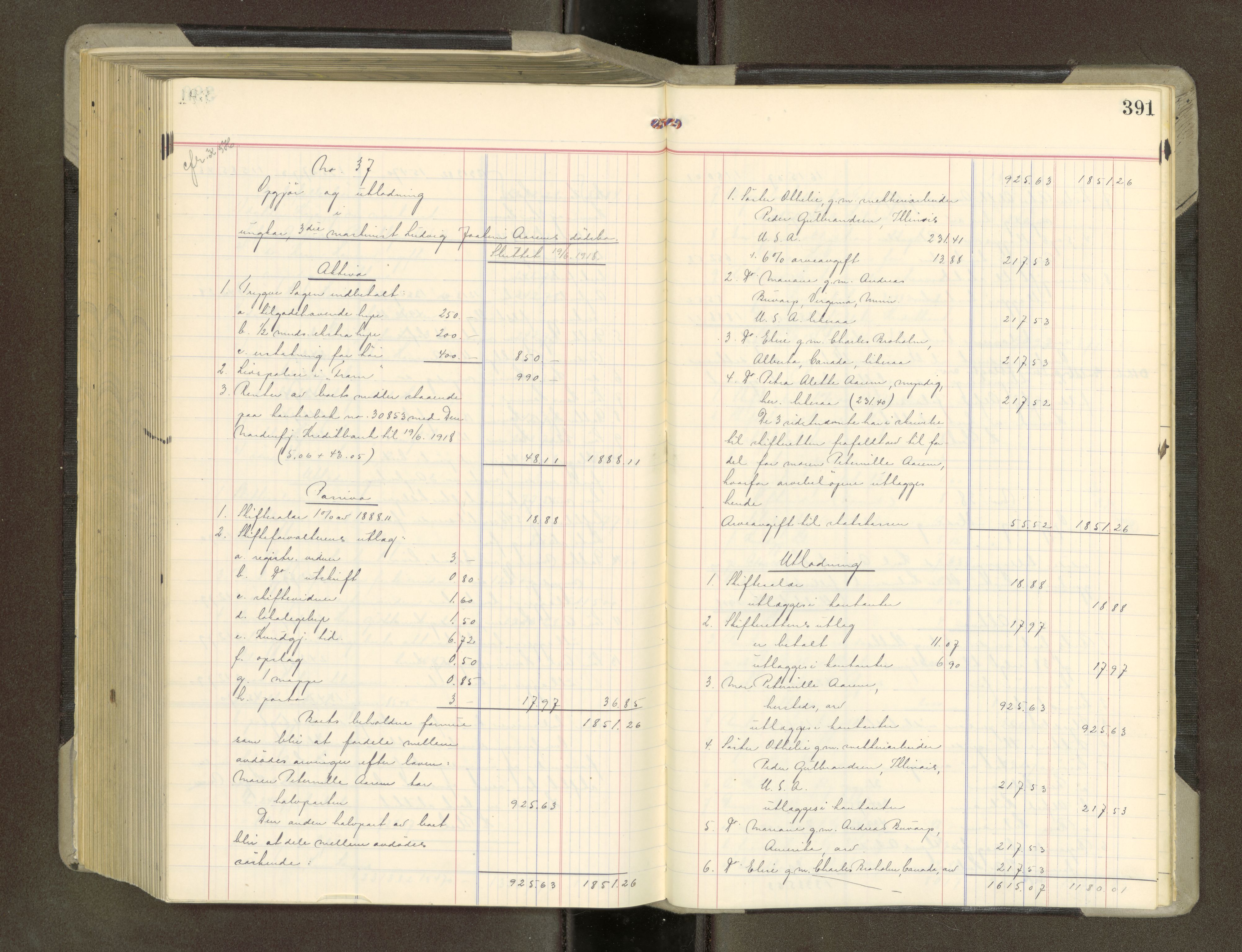 Trondheim byfogd, AV/SAT-A-0003/1/3/3A/L0042: Skifteutlodningsprotokoll - 10/2-5/7. (m/ register), 1916-1918, p. 391