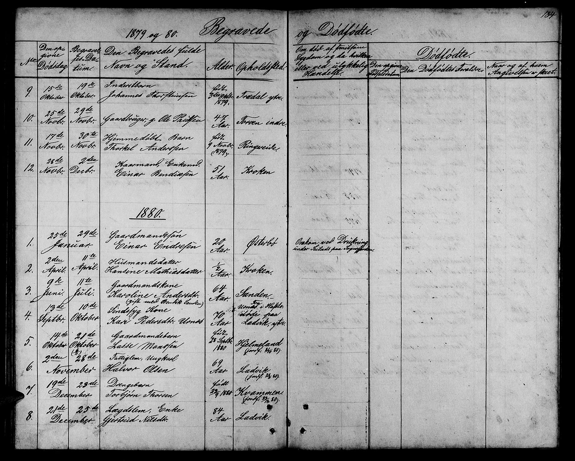 Lavik sokneprestembete, AV/SAB-A-80901: Parish register (copy) no. A 1, 1854-1881, p. 184