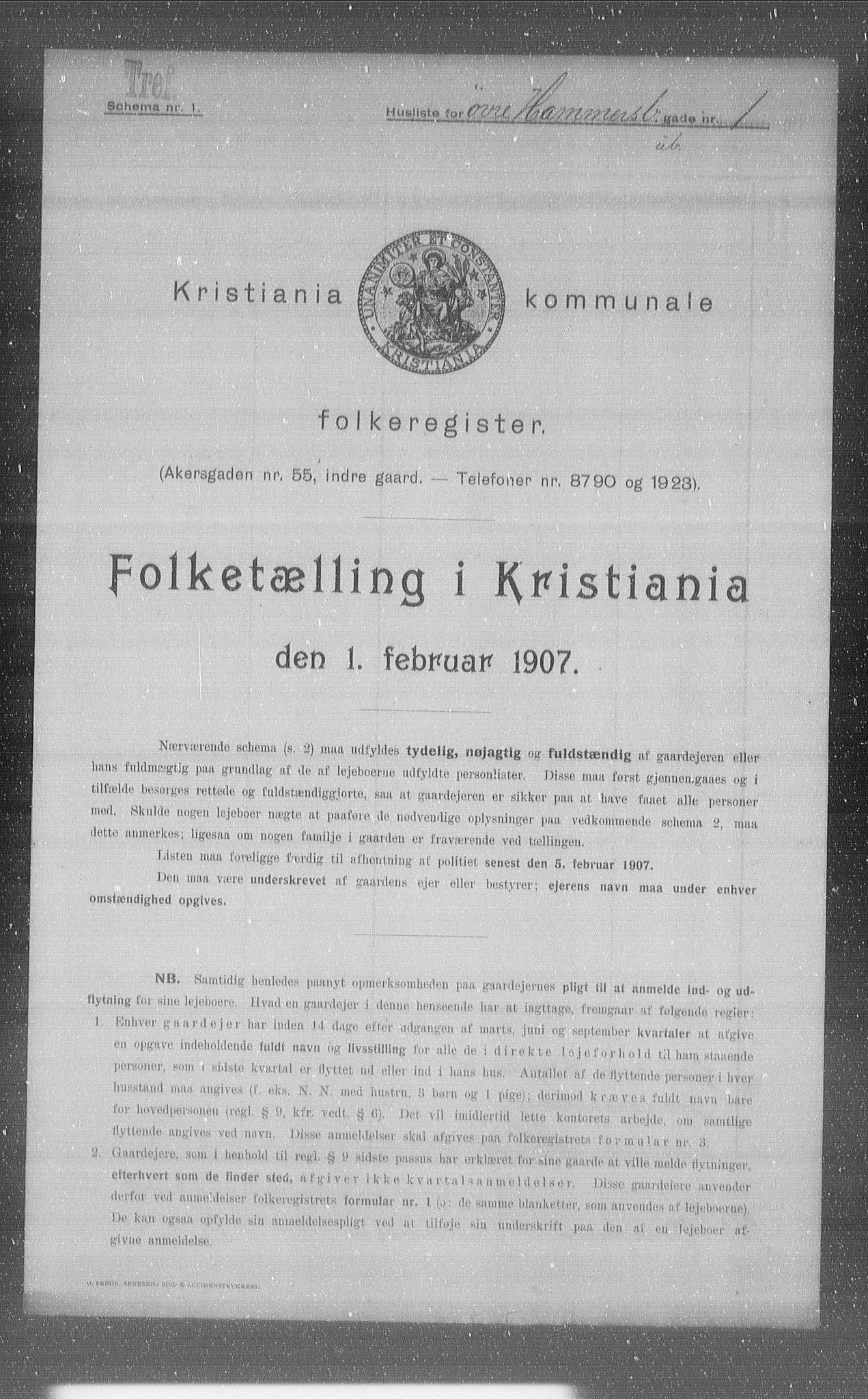 OBA, Municipal Census 1907 for Kristiania, 1907, p. 65855
