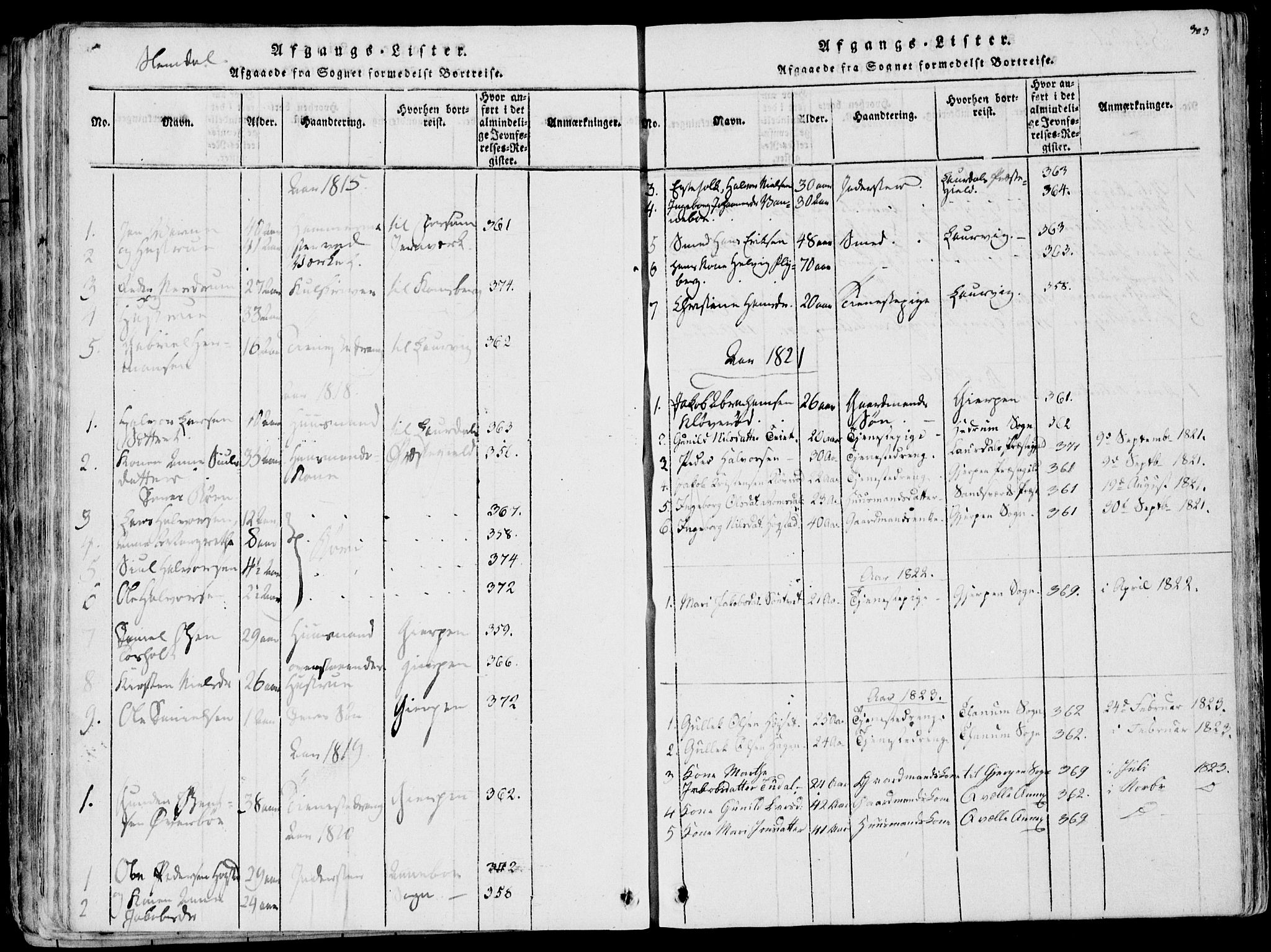 Eidanger kirkebøker, SAKO/A-261/F/Fa/L0007: Parish register (official) no. 7, 1814-1831, p. 303