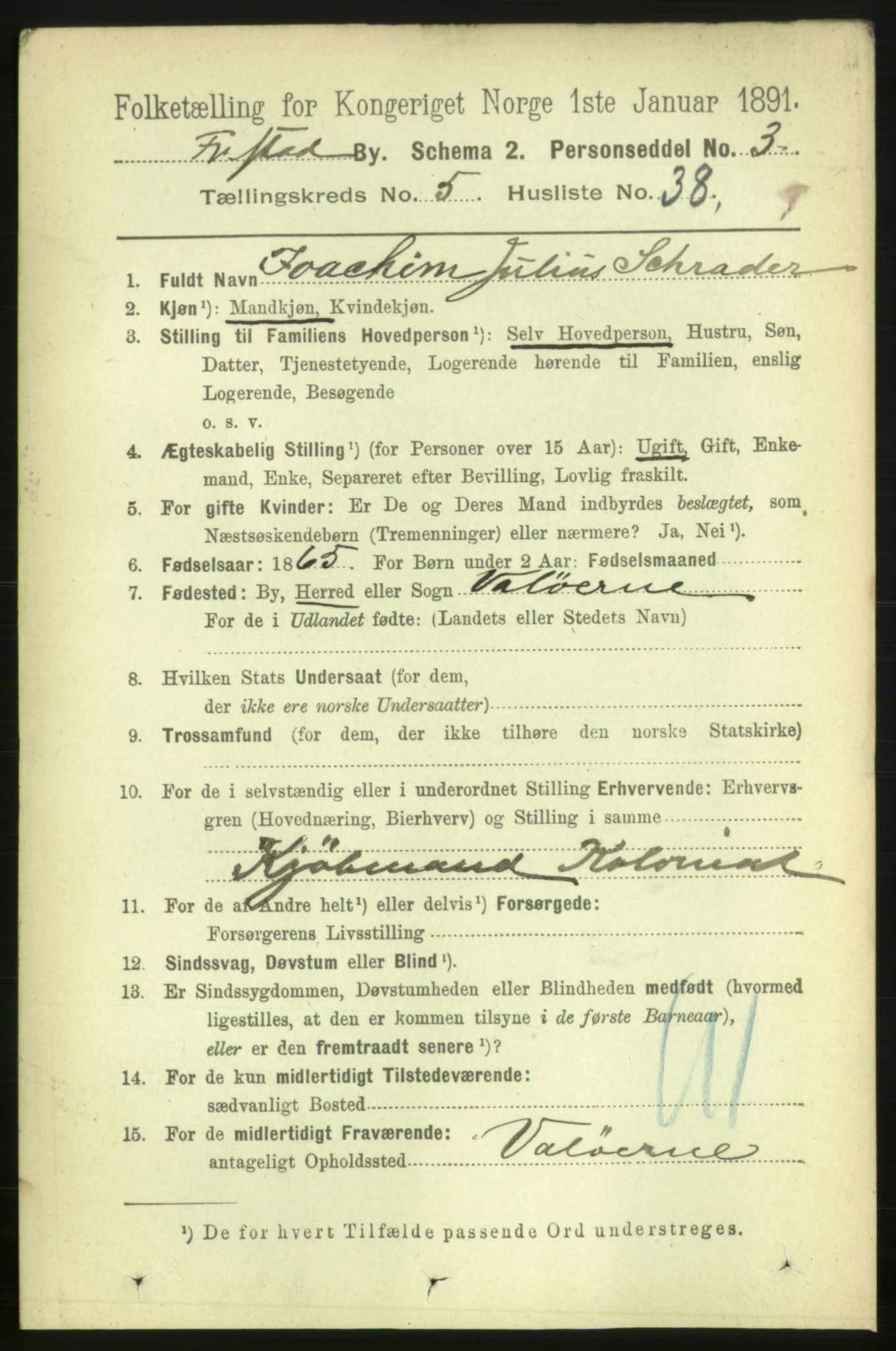 RA, 1891 census for 0103 Fredrikstad, 1891, p. 7153