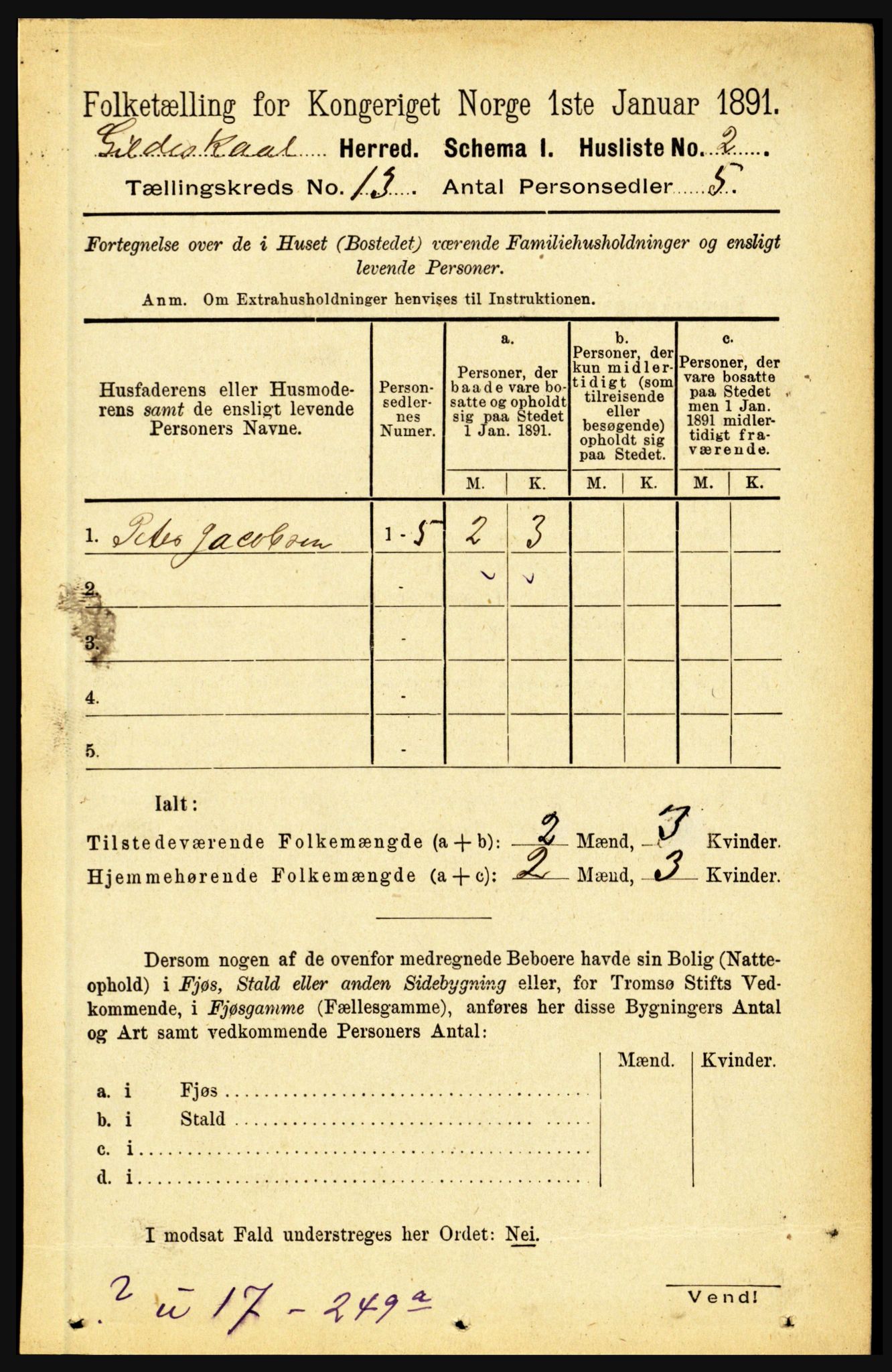 RA, 1891 census for 1838 Gildeskål, 1891, p. 4048