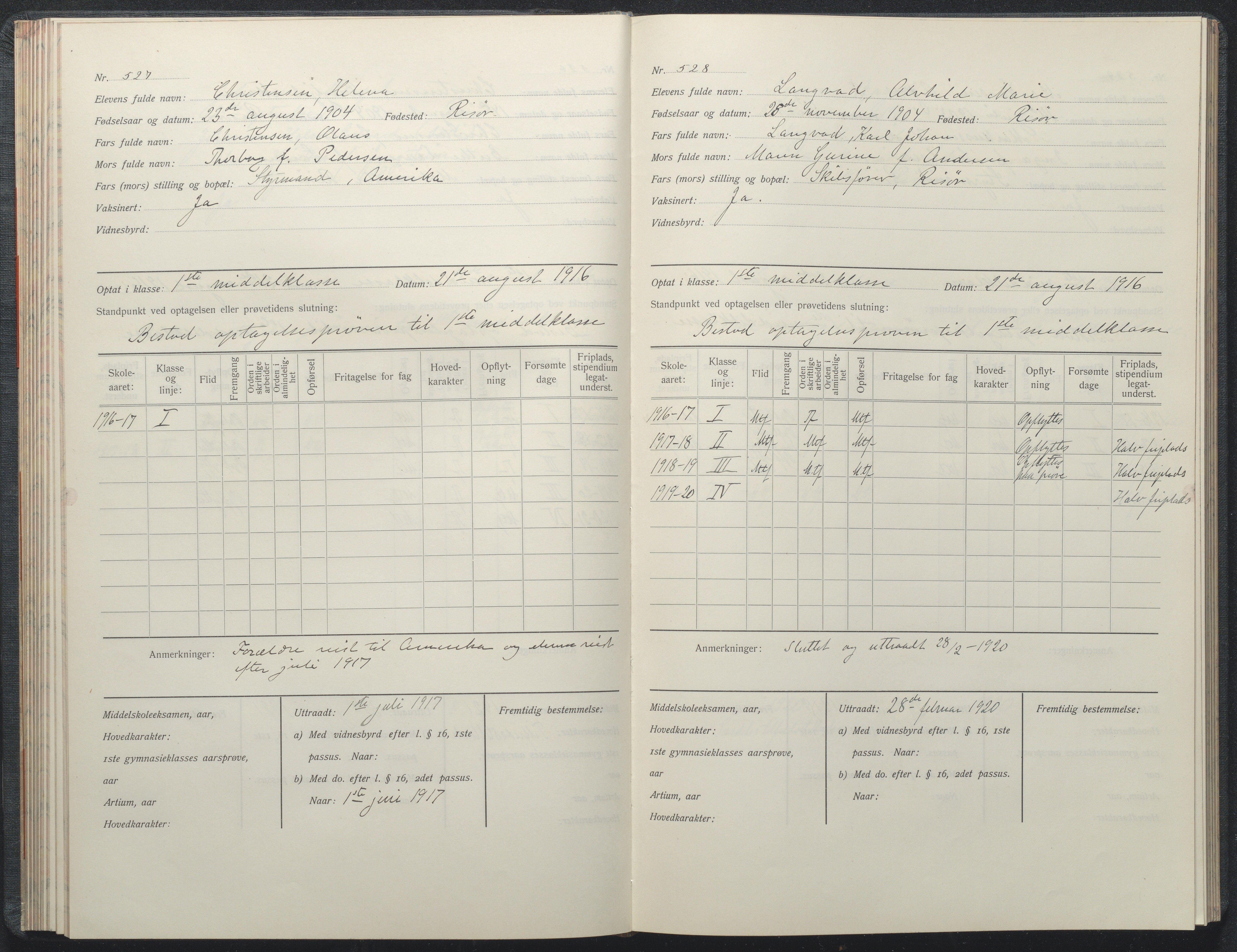 Risør kommune, AAKS/KA0901-PK/1/05/05i/L0002: Manntallsprotokoll, 1911-1925, p. 527-528