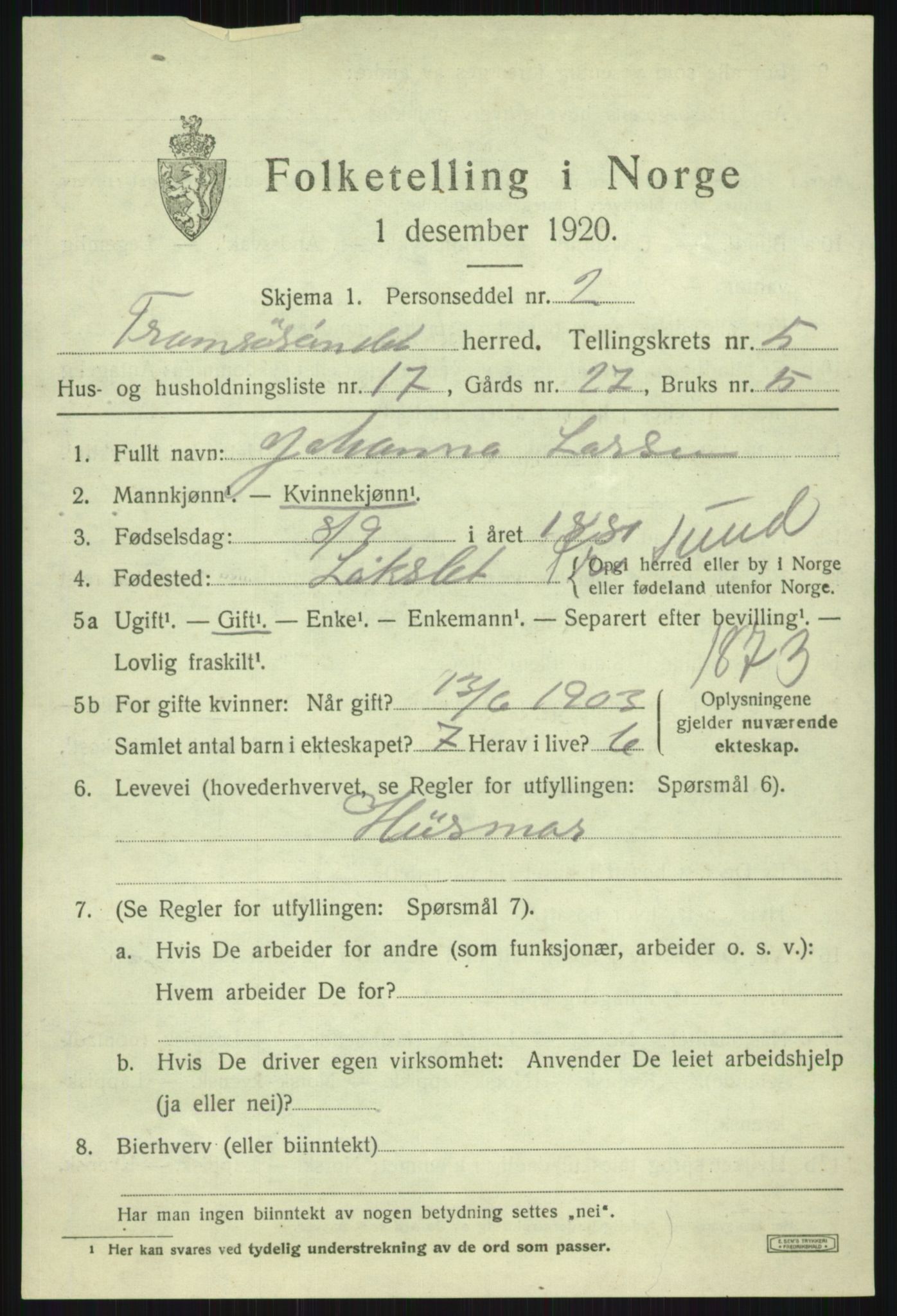 SATØ, 1920 census for Tromsøysund, 1920, p. 4924