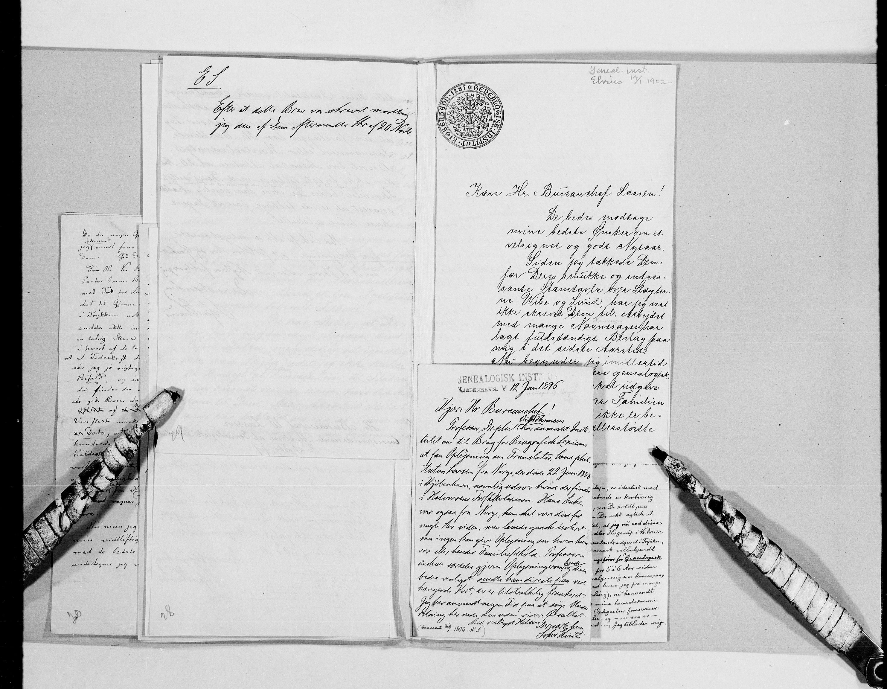Lassens samlinger, AV/RA-PA-0051/G/L0097: Alfabetisk ordnede brev til Wilhelm Lassen: Fabritius - Grønvold, 1815-1907, p. 123
