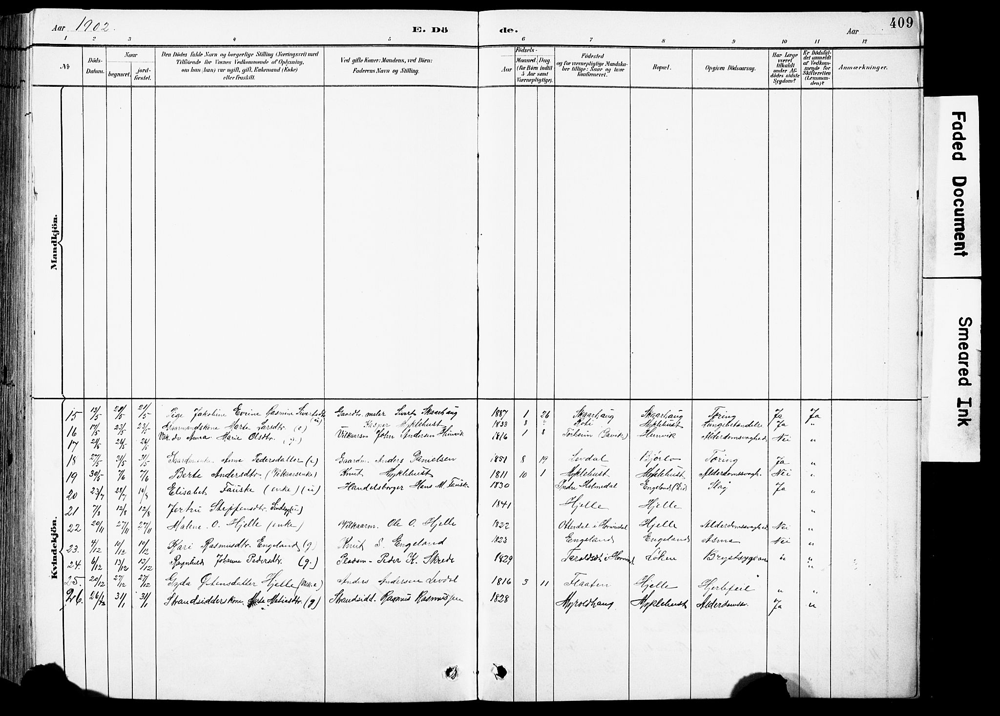 Eid sokneprestembete, AV/SAB-A-82301/H/Hab/Habb/L0002: Parish register (copy) no. B 2, 1882-1907, p. 409