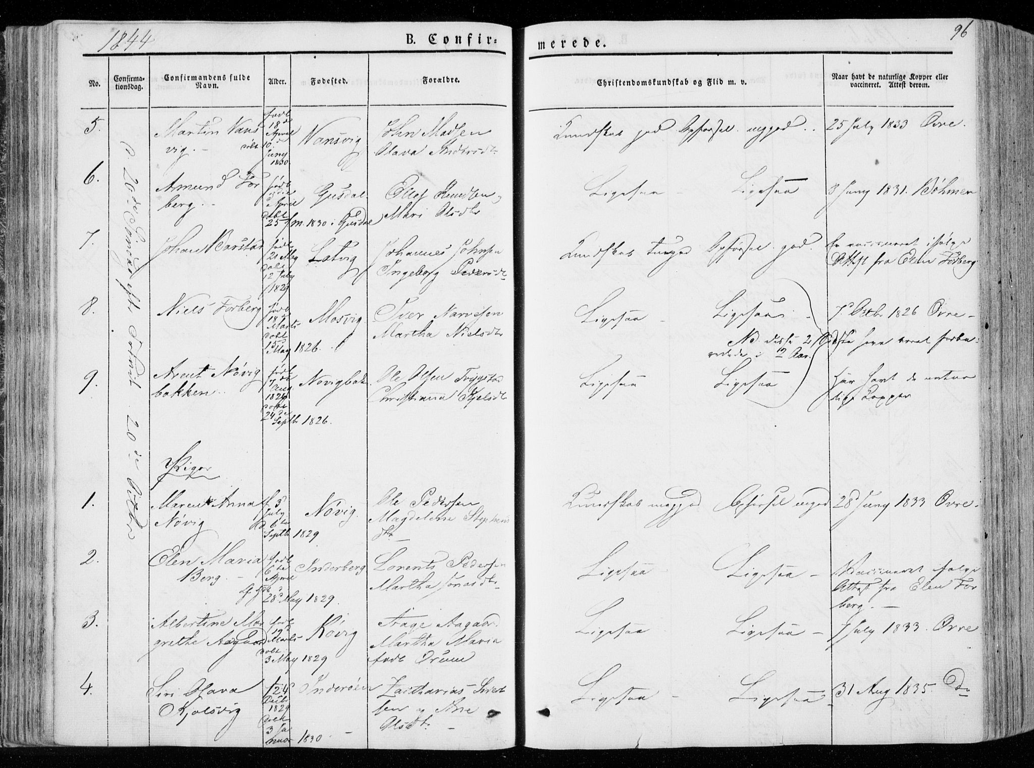 Ministerialprotokoller, klokkerbøker og fødselsregistre - Nord-Trøndelag, SAT/A-1458/722/L0218: Parish register (official) no. 722A05, 1843-1868, p. 96