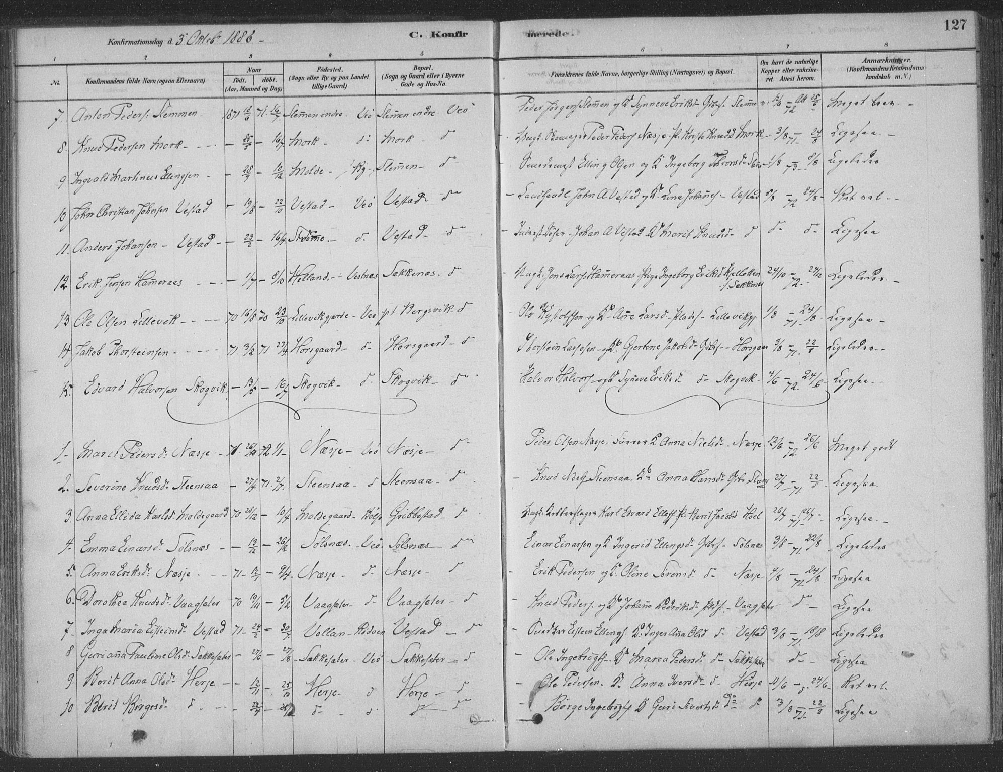 Ministerialprotokoller, klokkerbøker og fødselsregistre - Møre og Romsdal, AV/SAT-A-1454/547/L0604: Parish register (official) no. 547A06, 1878-1906, p. 127