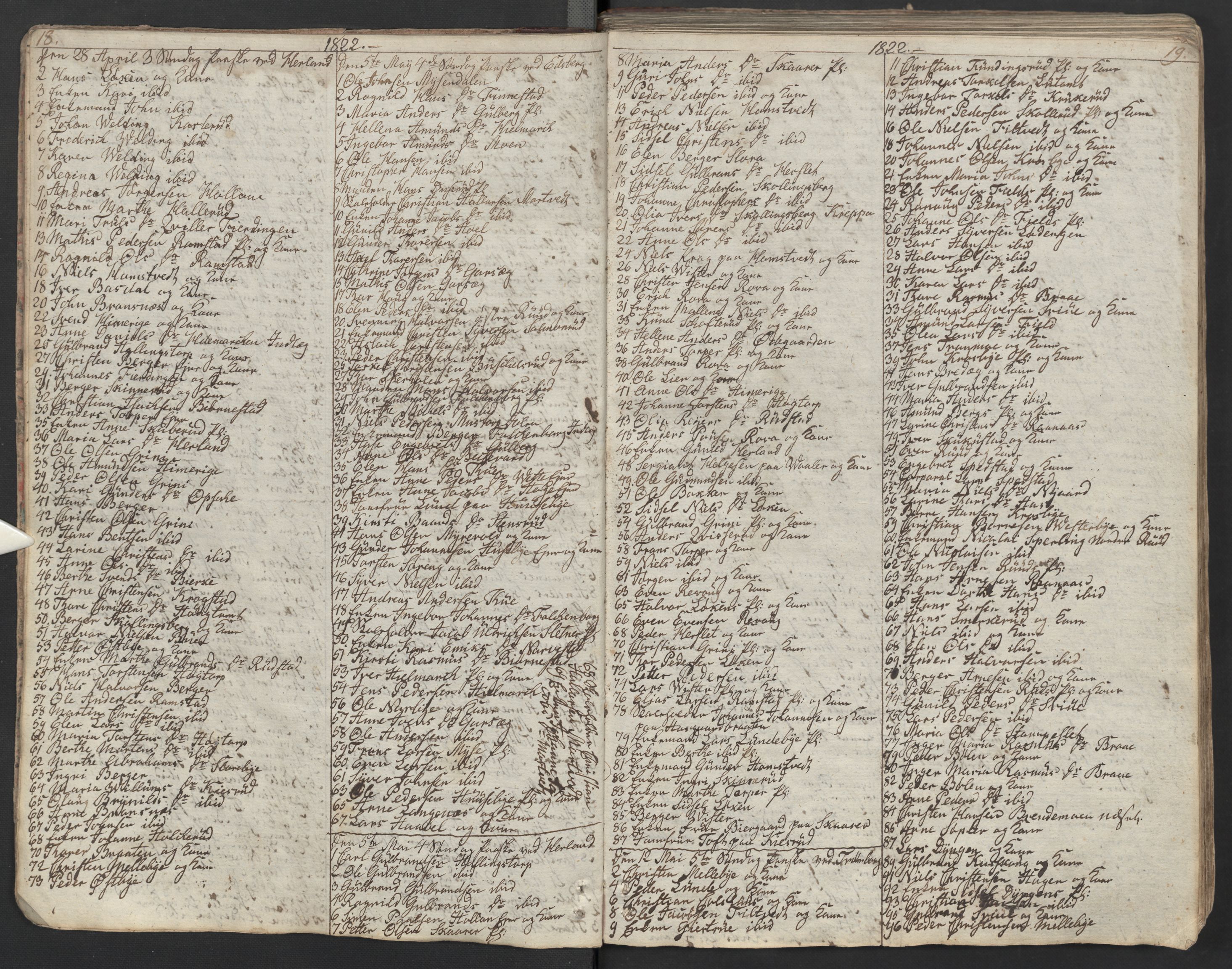 Eidsberg prestekontor Kirkebøker, AV/SAO-A-10905/M/Ma/L0002: Communicants register no. I 2, 1821-1841, p. 18-19