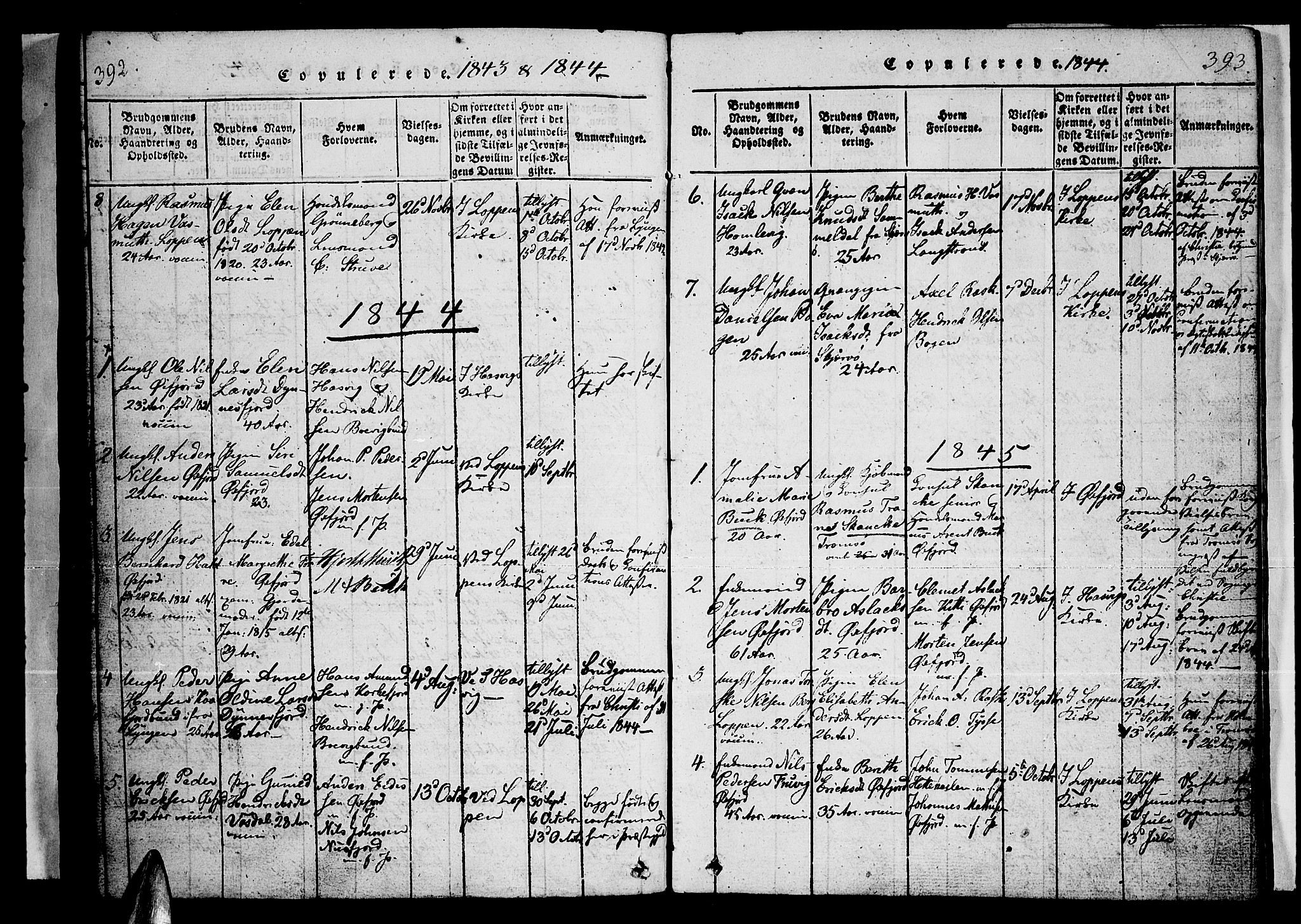 Loppa sokneprestkontor, SATØ/S-1339/H/Ha/L0003kirke: Parish register (official) no. 3, 1820-1848, p. 392-393