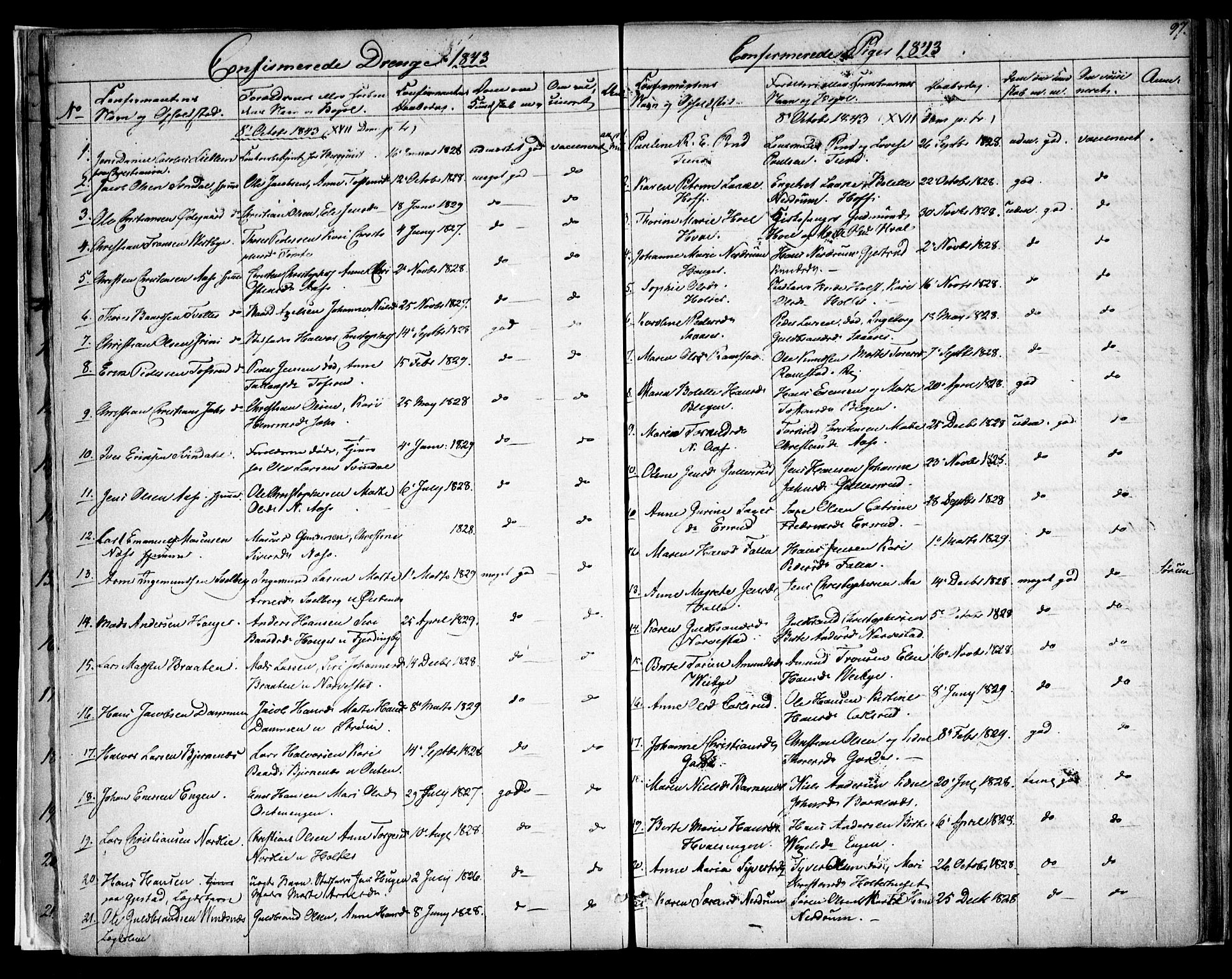 Fet prestekontor Kirkebøker, SAO/A-10370a/F/Fa/L0009: Parish register (official) no. I 9, 1843-1846, p. 97