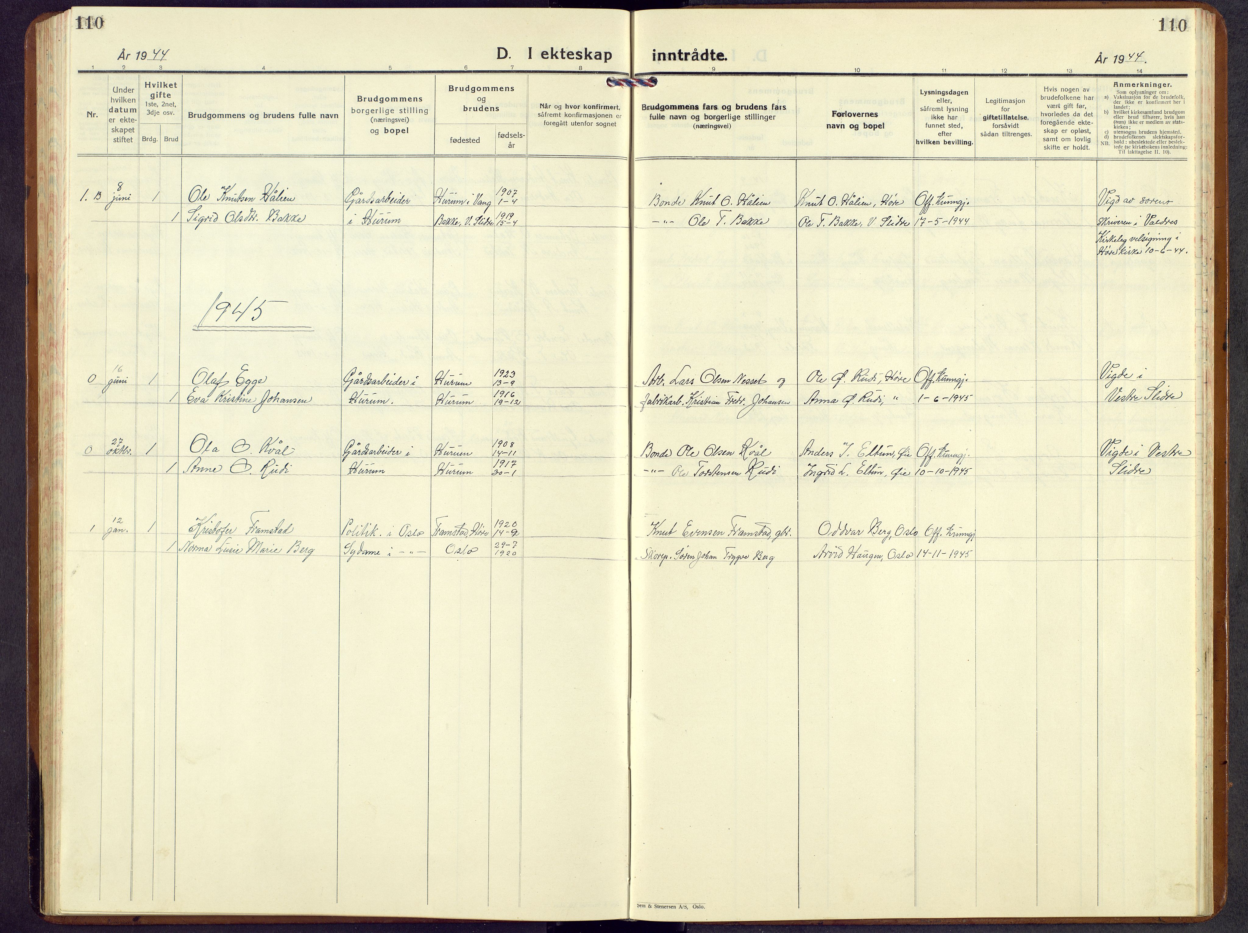 Vang prestekontor, Valdres, SAH/PREST-140/H/Hb/L0008: Parish register (copy) no. 8, 1925-1967, p. 110