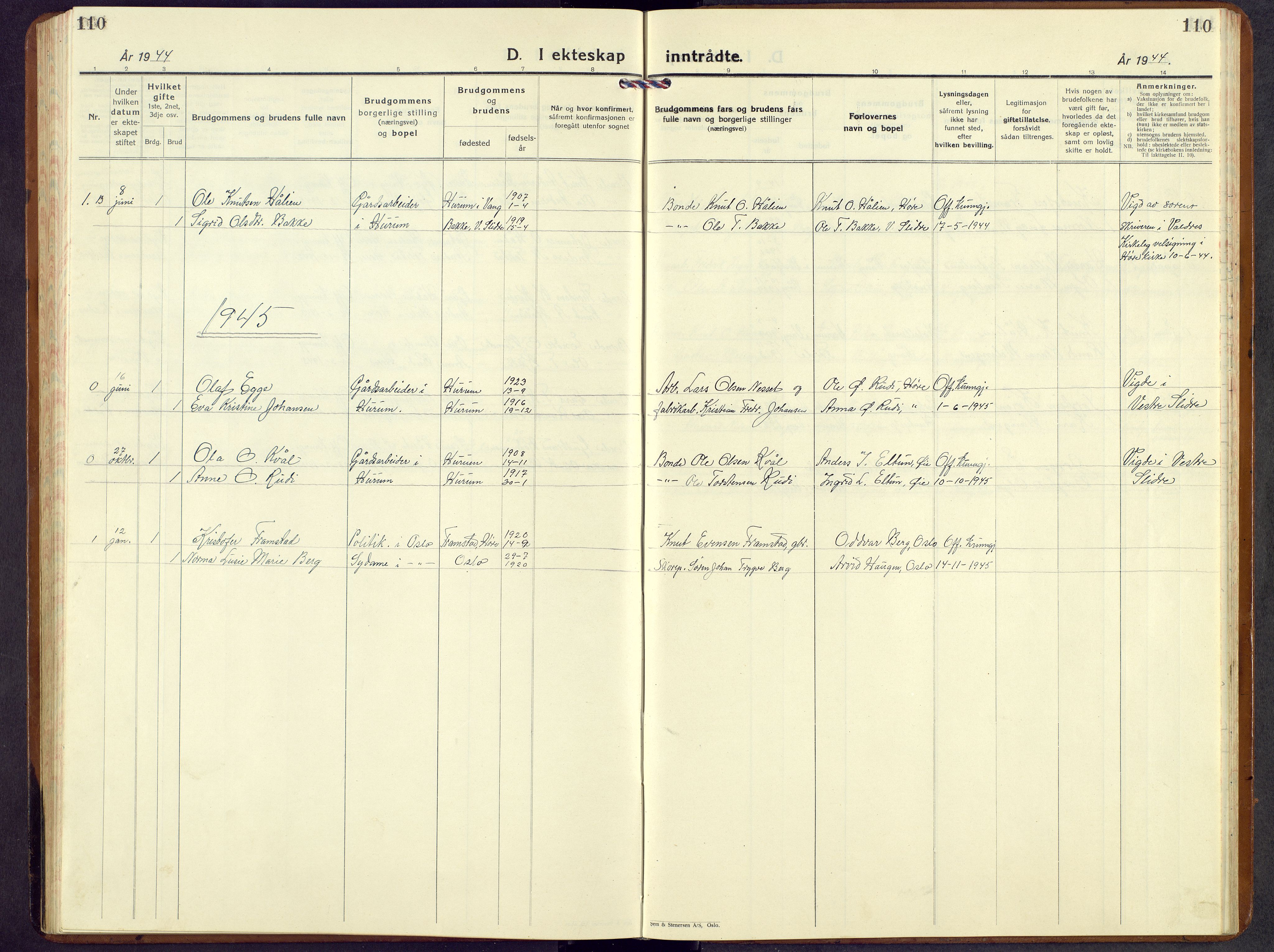 Vang prestekontor, Valdres, AV/SAH-PREST-140/H/Hb/L0008: Parish register (copy) no. 8, 1925-1967, p. 110