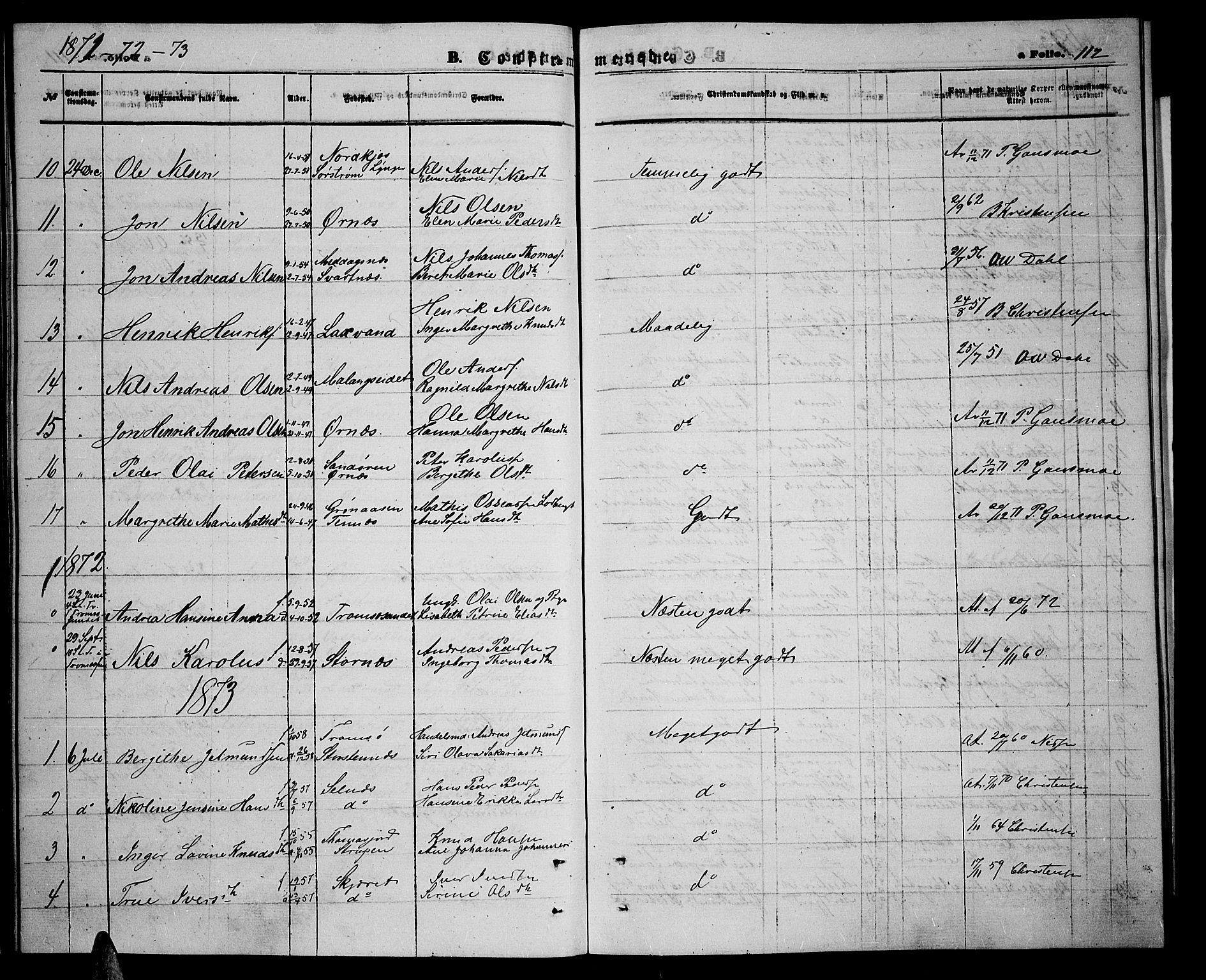Balsfjord sokneprestembete, SATØ/S-1303/G/Ga/L0006klokker: Parish register (copy) no. 6, 1863-1878, p. 112