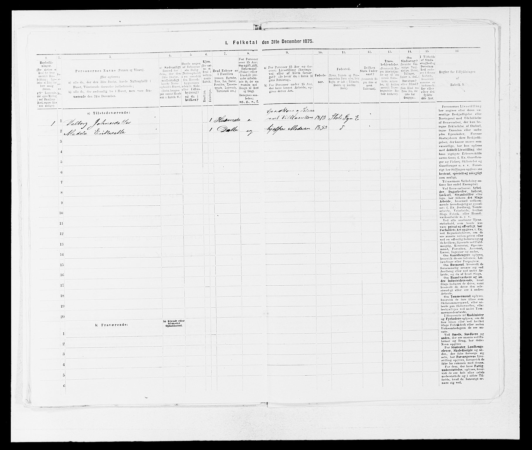 SAB, 1875 census for 1211P Etne, 1875, p. 266