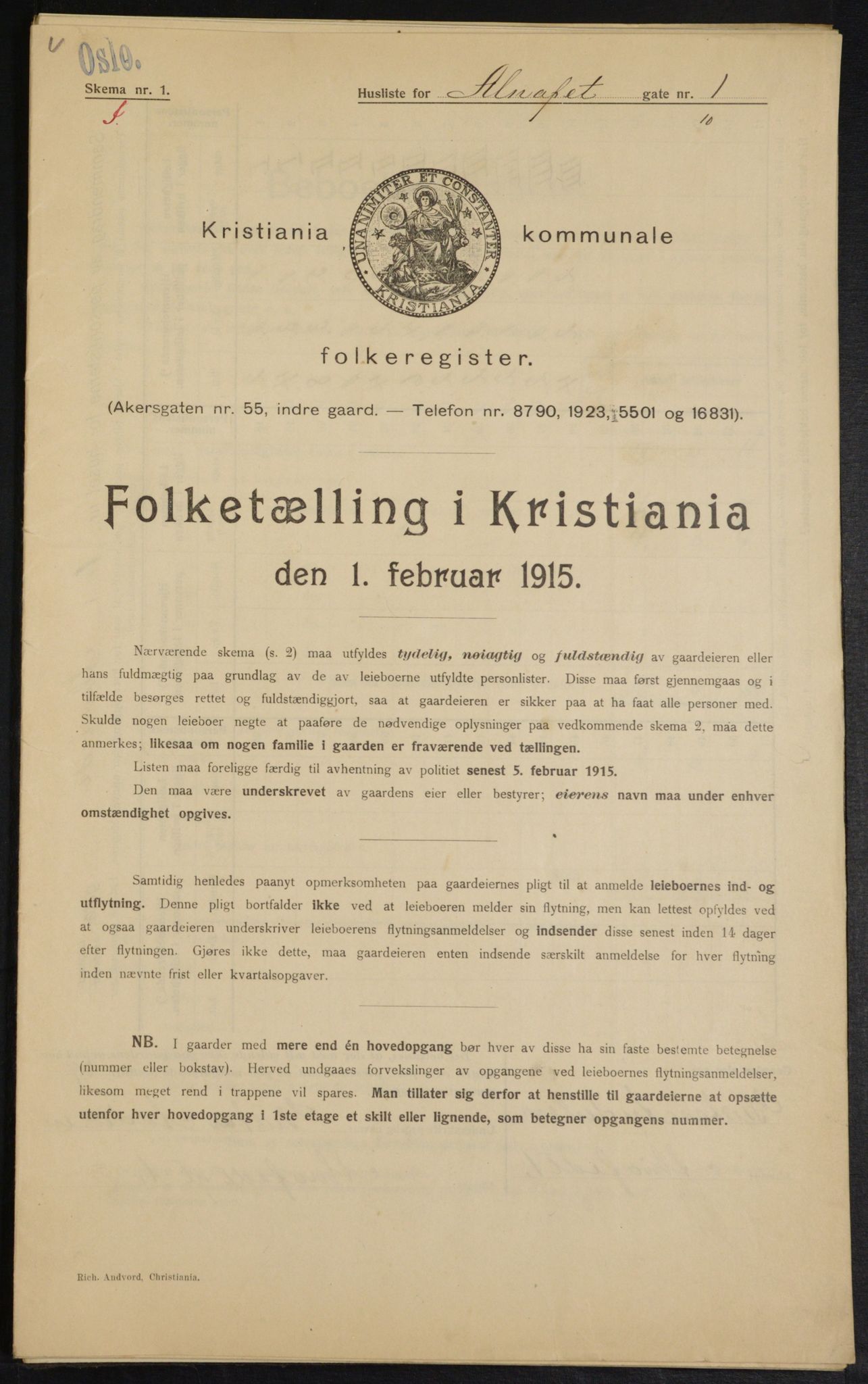 OBA, Municipal Census 1915 for Kristiania, 1915, p. 967