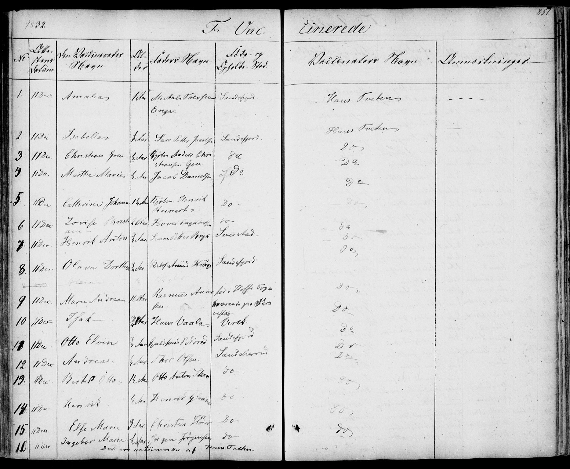 Sandar kirkebøker, SAKO/A-243/F/Fa/L0005: Parish register (official) no. 5, 1832-1847, p. 850-851