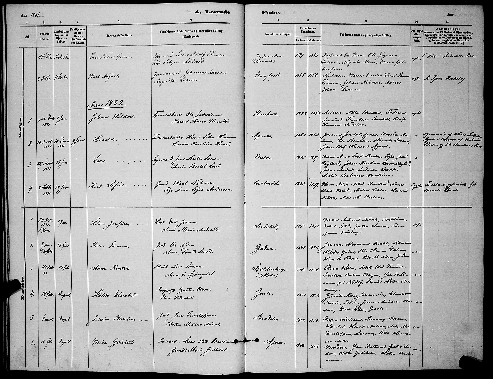 Brunlanes kirkebøker, AV/SAKO-A-342/G/Ga/L0003: Parish register (copy) no. I 3, 1877-1898