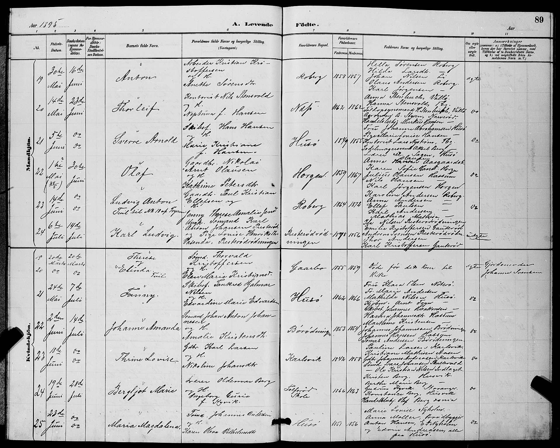 Sem kirkebøker, SAKO/A-5/G/Gb/L0002: Parish register (copy) no. II 2, 1886-1899, p. 89