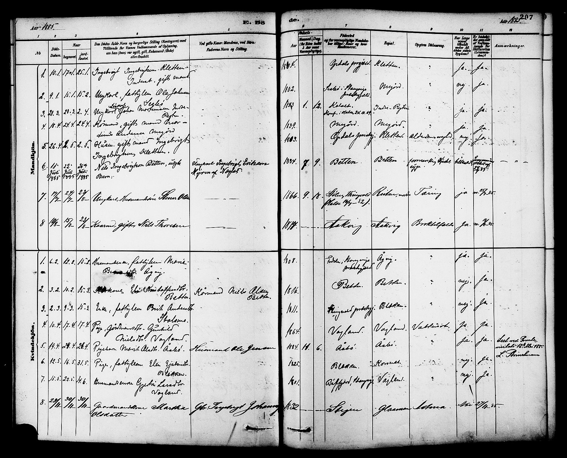 Ministerialprotokoller, klokkerbøker og fødselsregistre - Møre og Romsdal, AV/SAT-A-1454/576/L0885: Parish register (official) no. 576A03, 1880-1898, p. 207