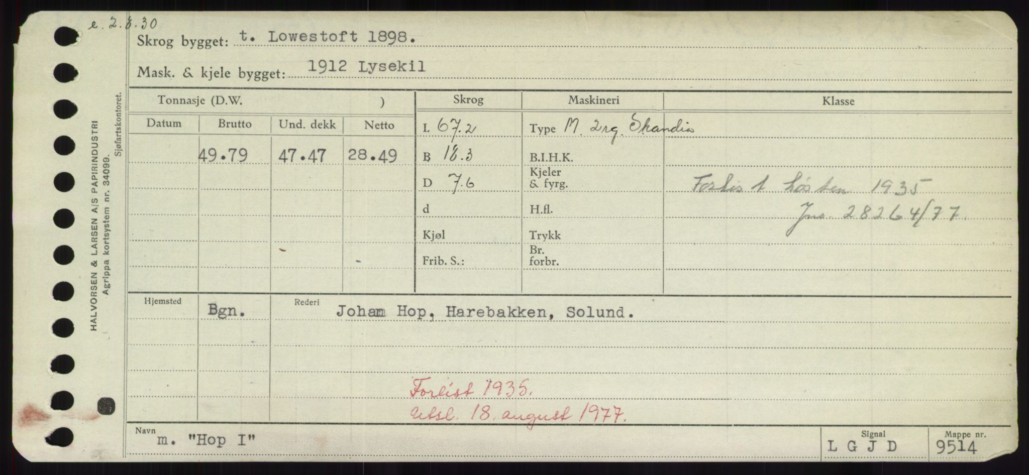 Sjøfartsdirektoratet med forløpere, Skipsmålingen, RA/S-1627/H/Hd/L0017: Fartøy, Holi-Hå, p. 55